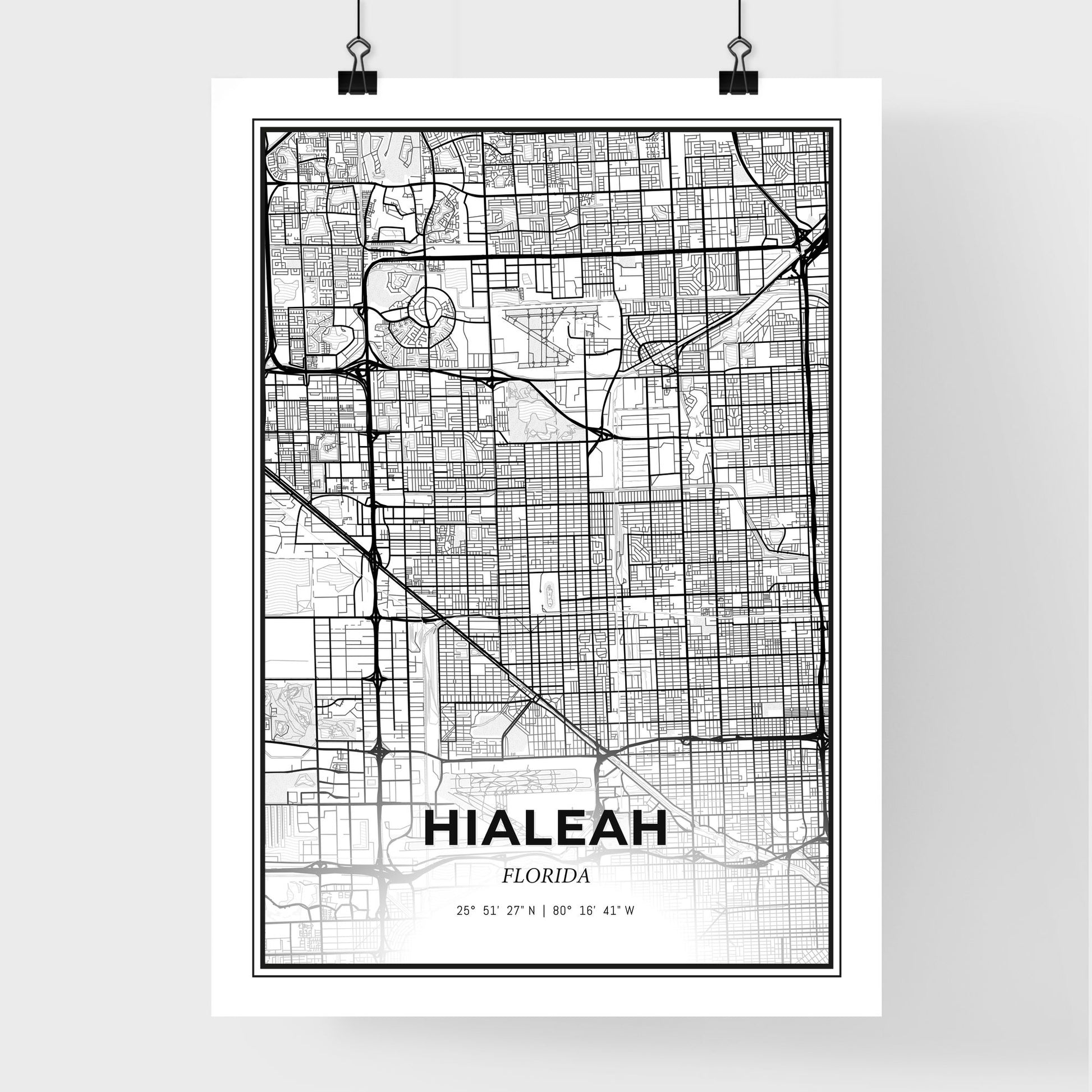 Hialeah Florida - Premium City Map Poster