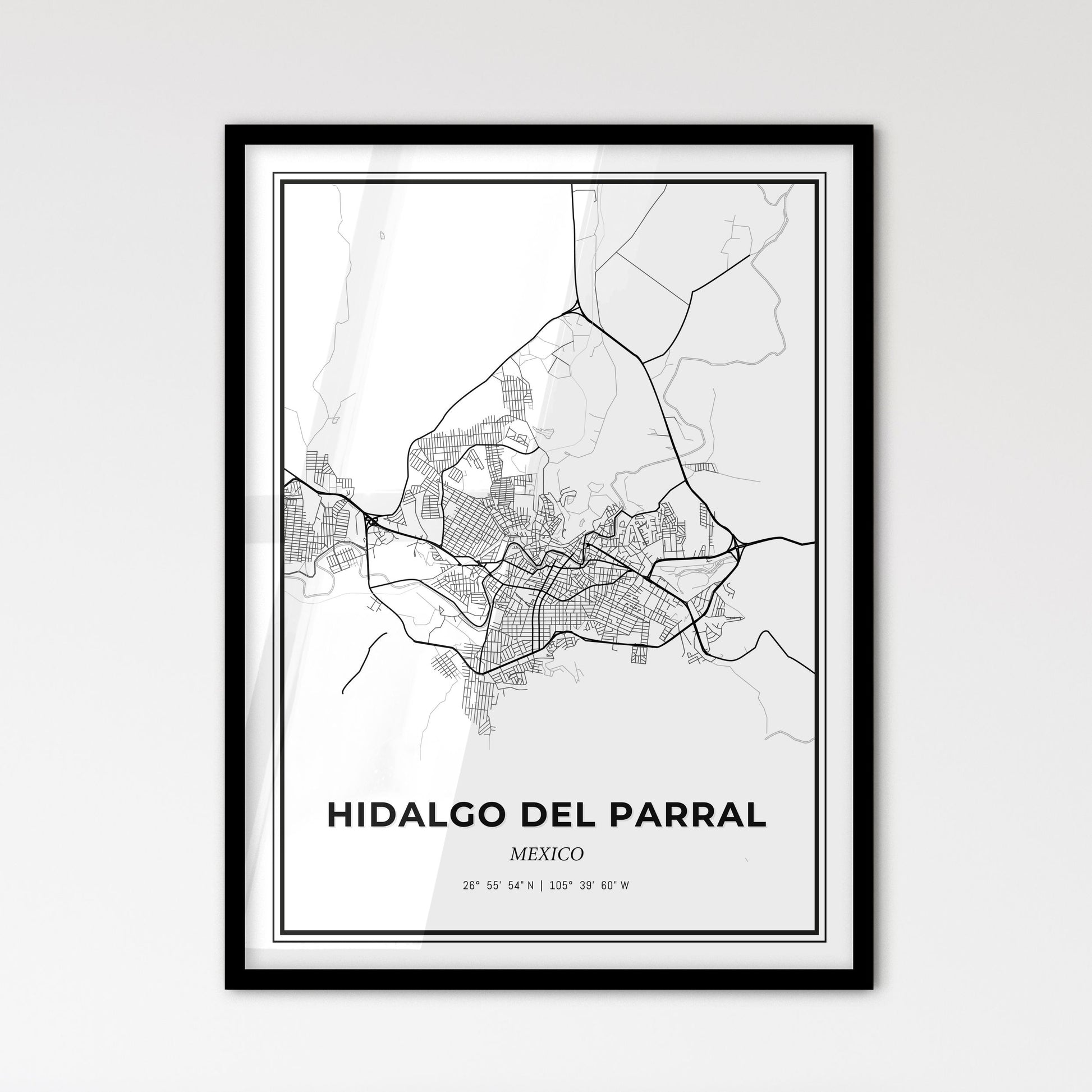 Hidalgo del Parral Mexico - Scandinavian Style City Map for Modern Home Decor