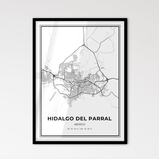 Hidalgo del Parral Mexico - Scandinavian Style City Map for Modern Home Decor