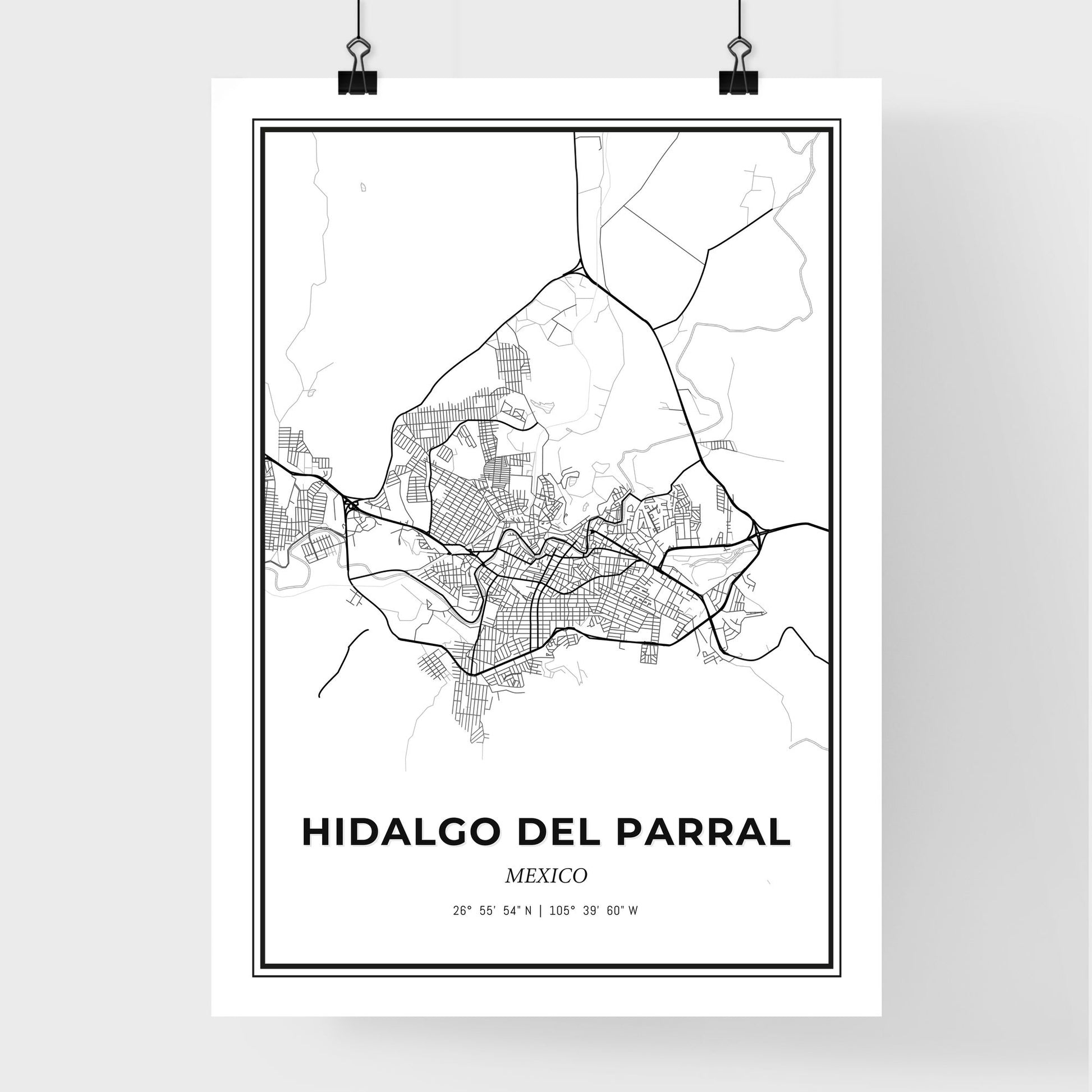 Hidalgo del Parral Mexico - Premium City Map Poster