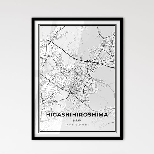 Higashihiroshima Japan - Scandinavian Style City Map for Modern Home Decor