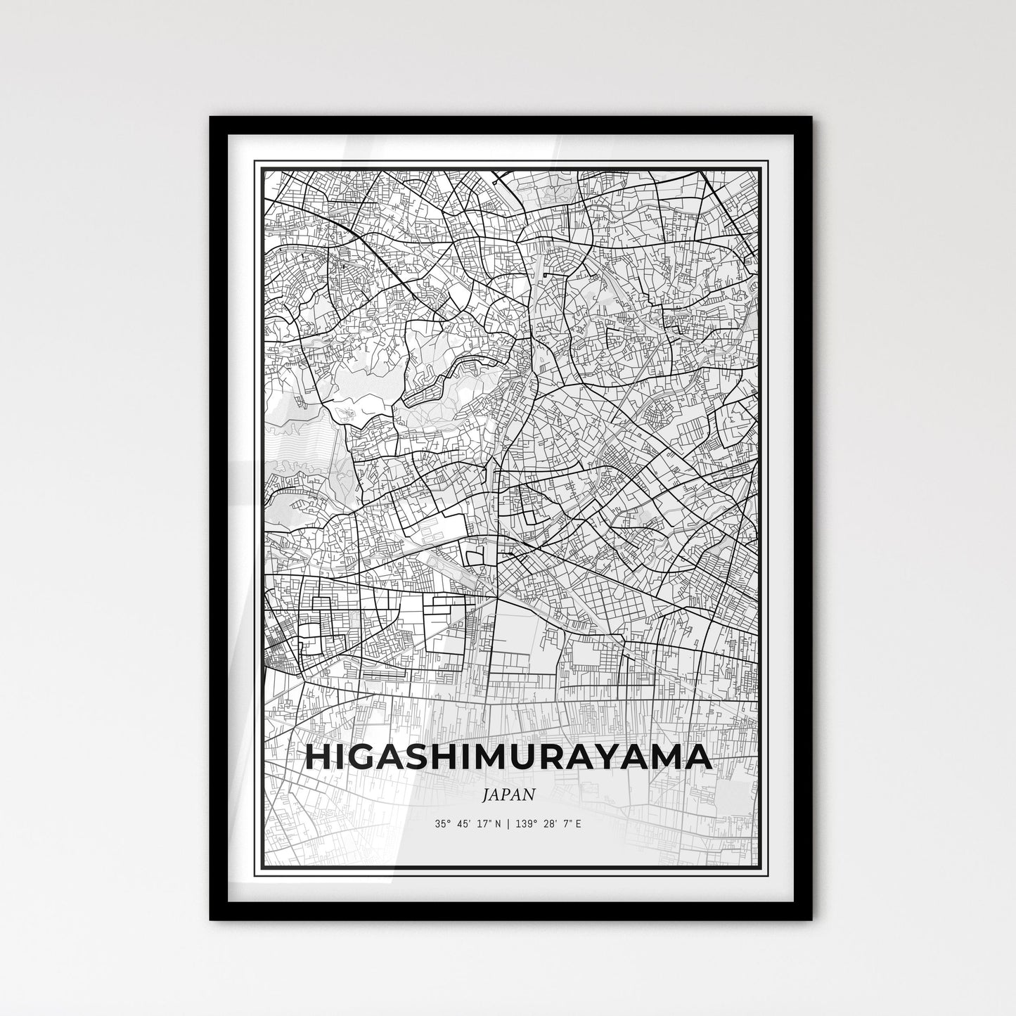 Higashimurayama Japan - Scandinavian Style City Map for Modern Home Decor