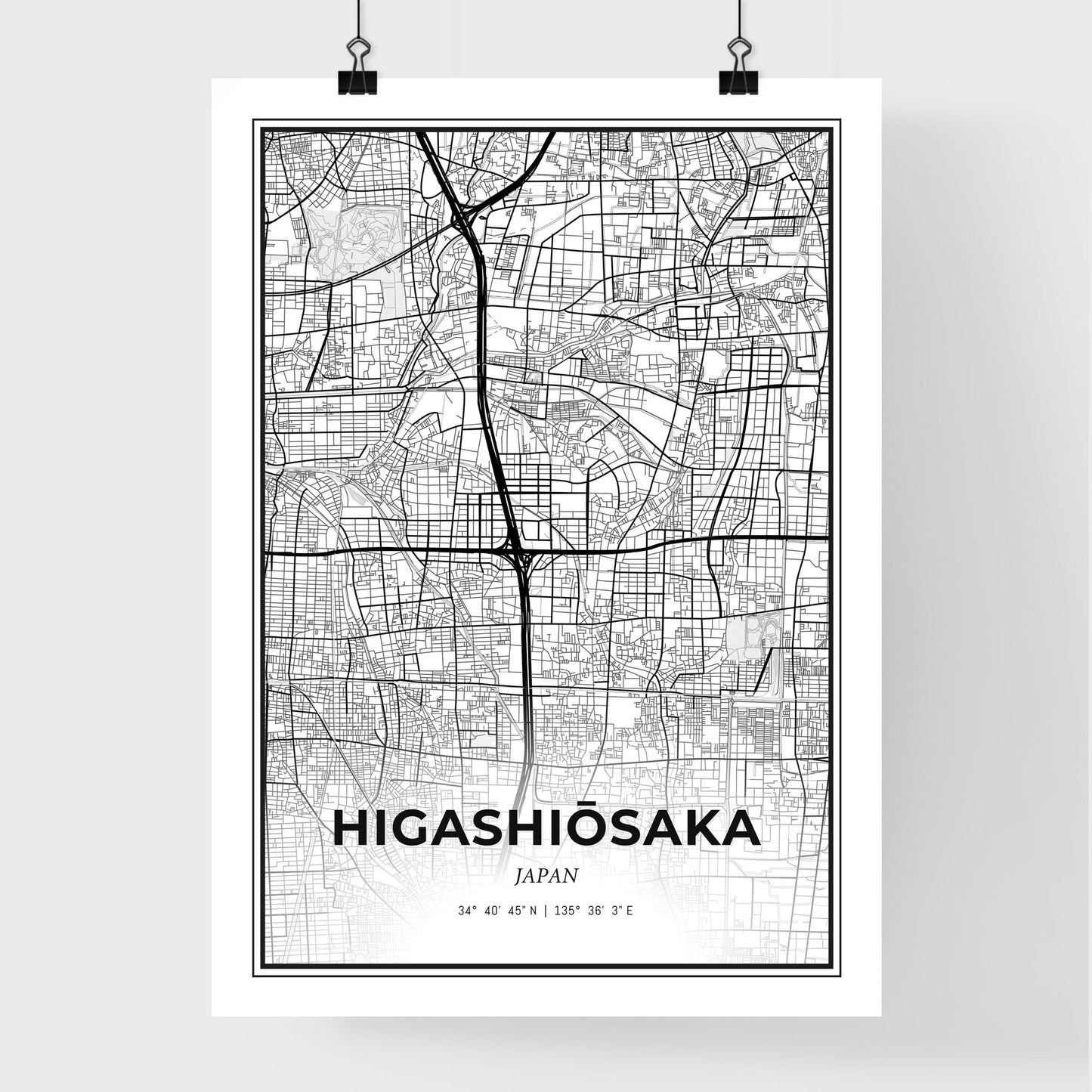 Higashiōsaka Japan - Premium City Map Poster