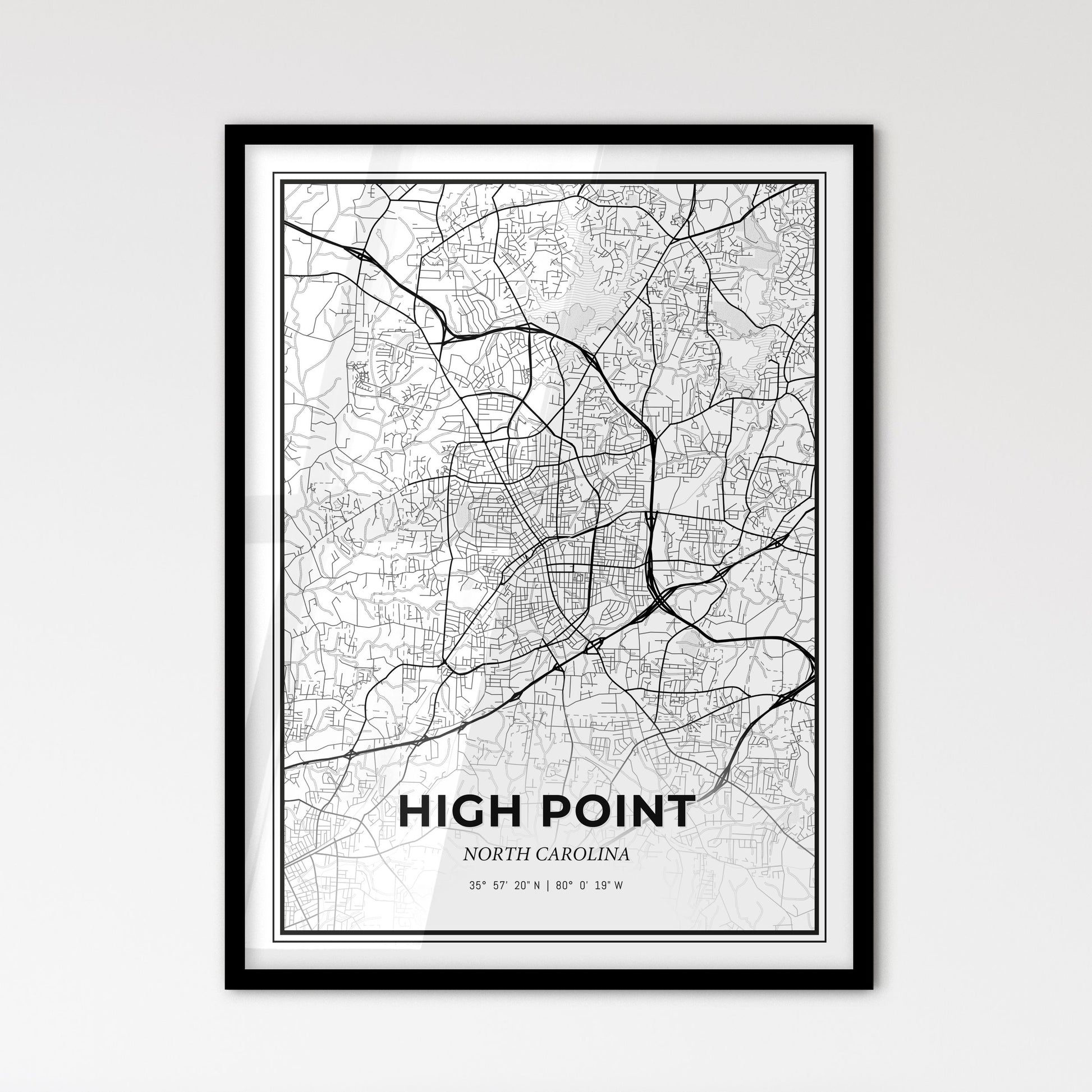 High Point North Carolina - Scandinavian Style City Map for Modern Home Decor