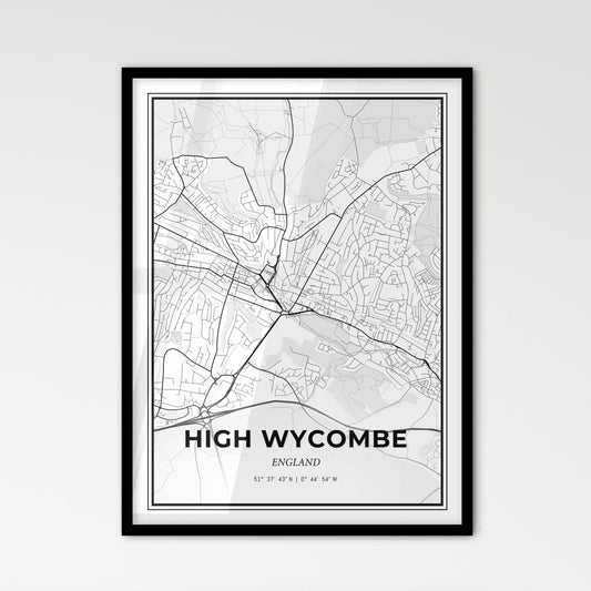 High Wycombe England - Scandinavian Style City Map for Modern Home Decor