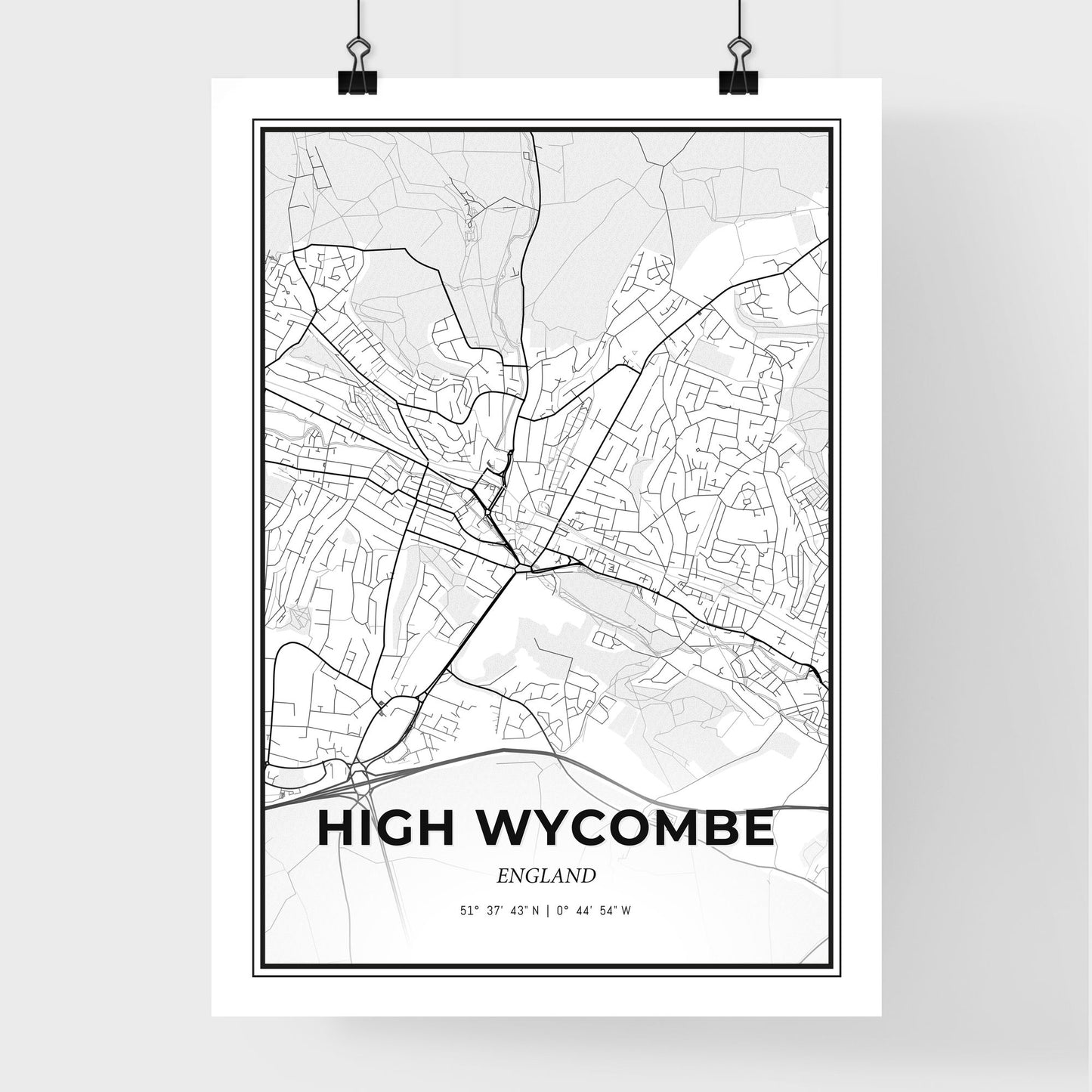 High Wycombe England - Premium City Map Poster