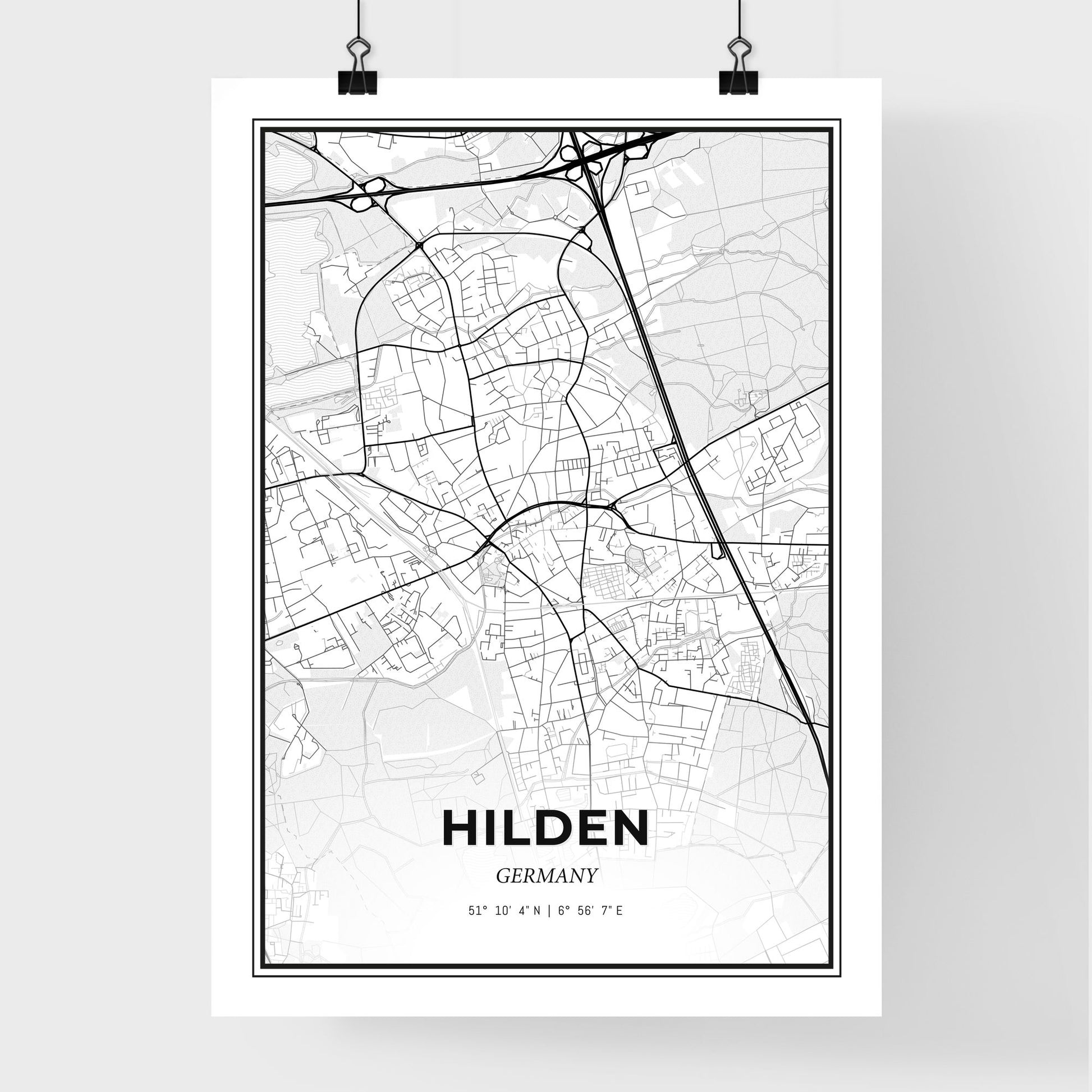 Hilden Germany - Premium City Map Poster