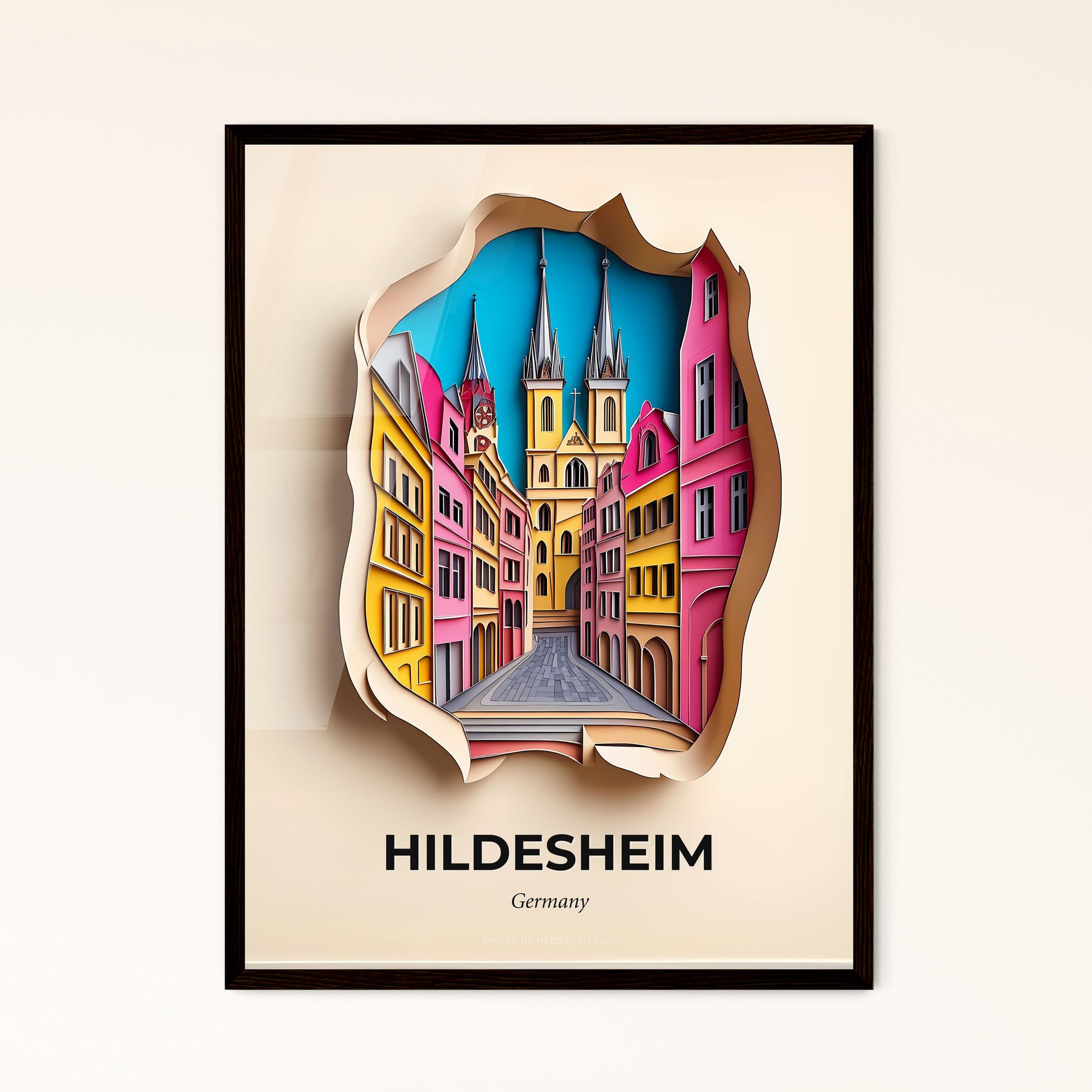 Vivid Hildesheim, Germany - a clock with  a city in it