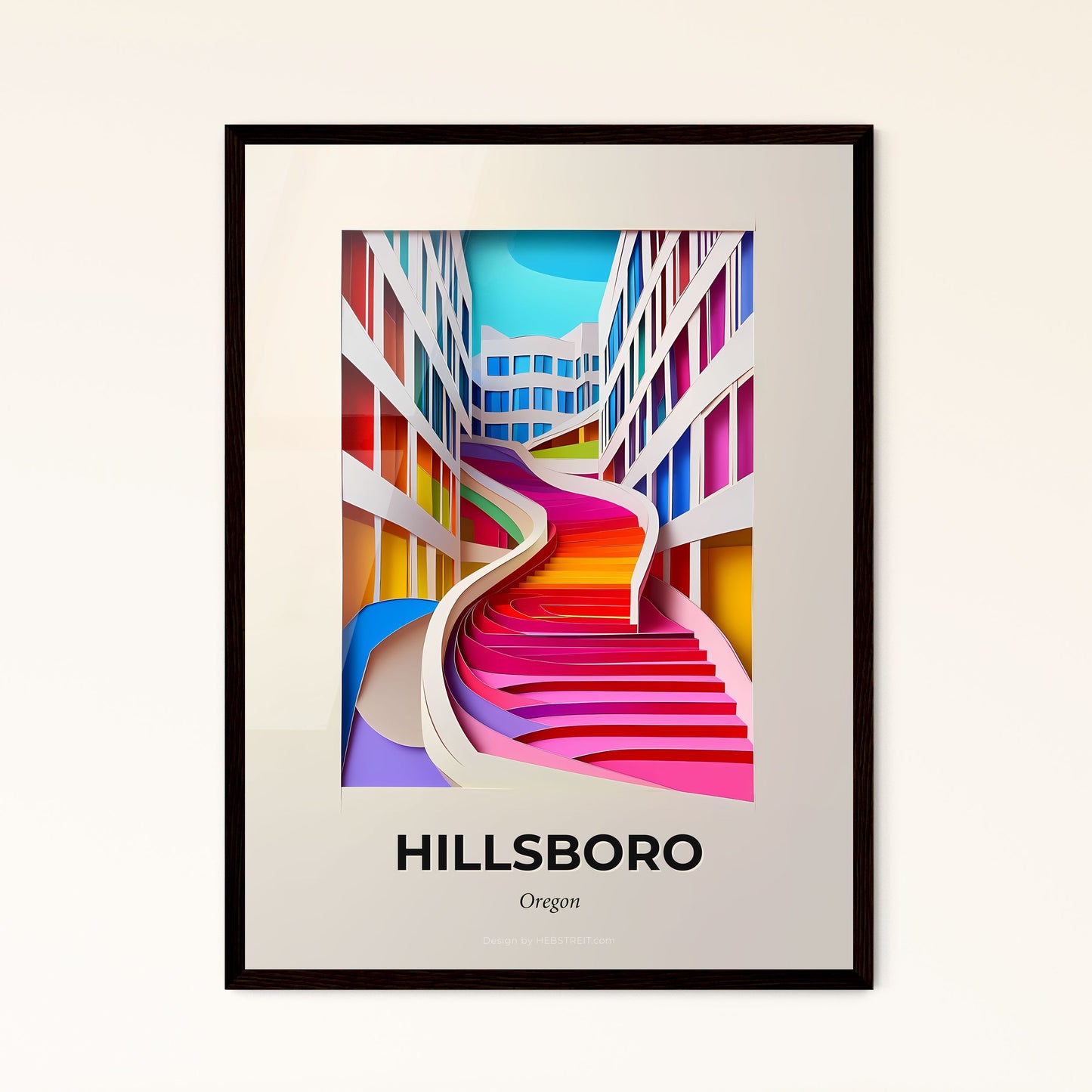 Vivid Hillsboro, Oregon - a colorful staircase in a building