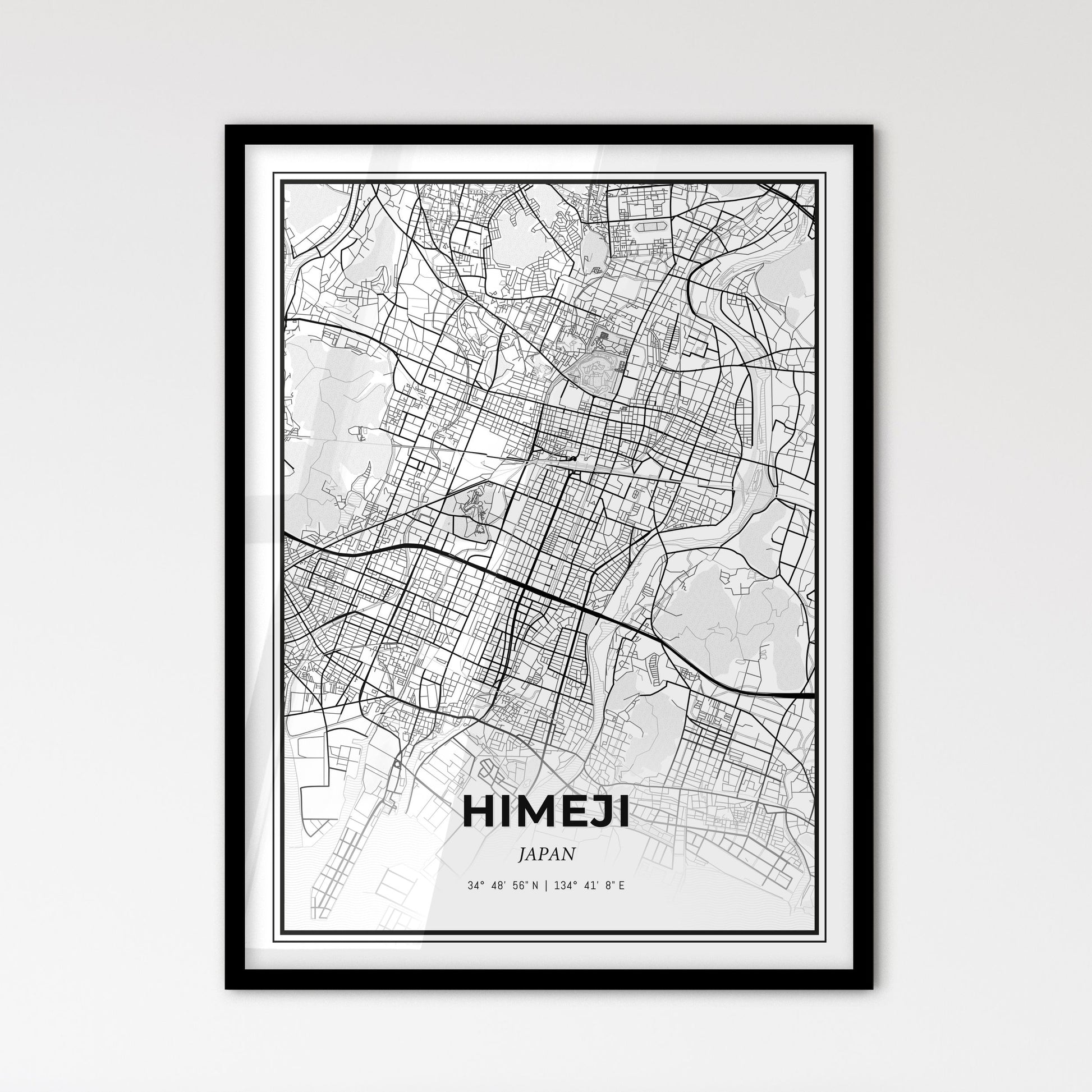 Himeji Japan - Scandinavian Style City Map for Modern Home Decor