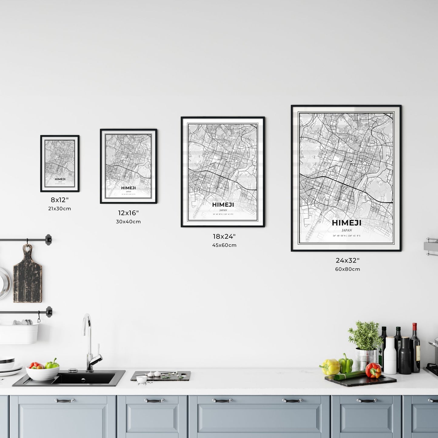 Himeji Japan - Customizable Modern City Map