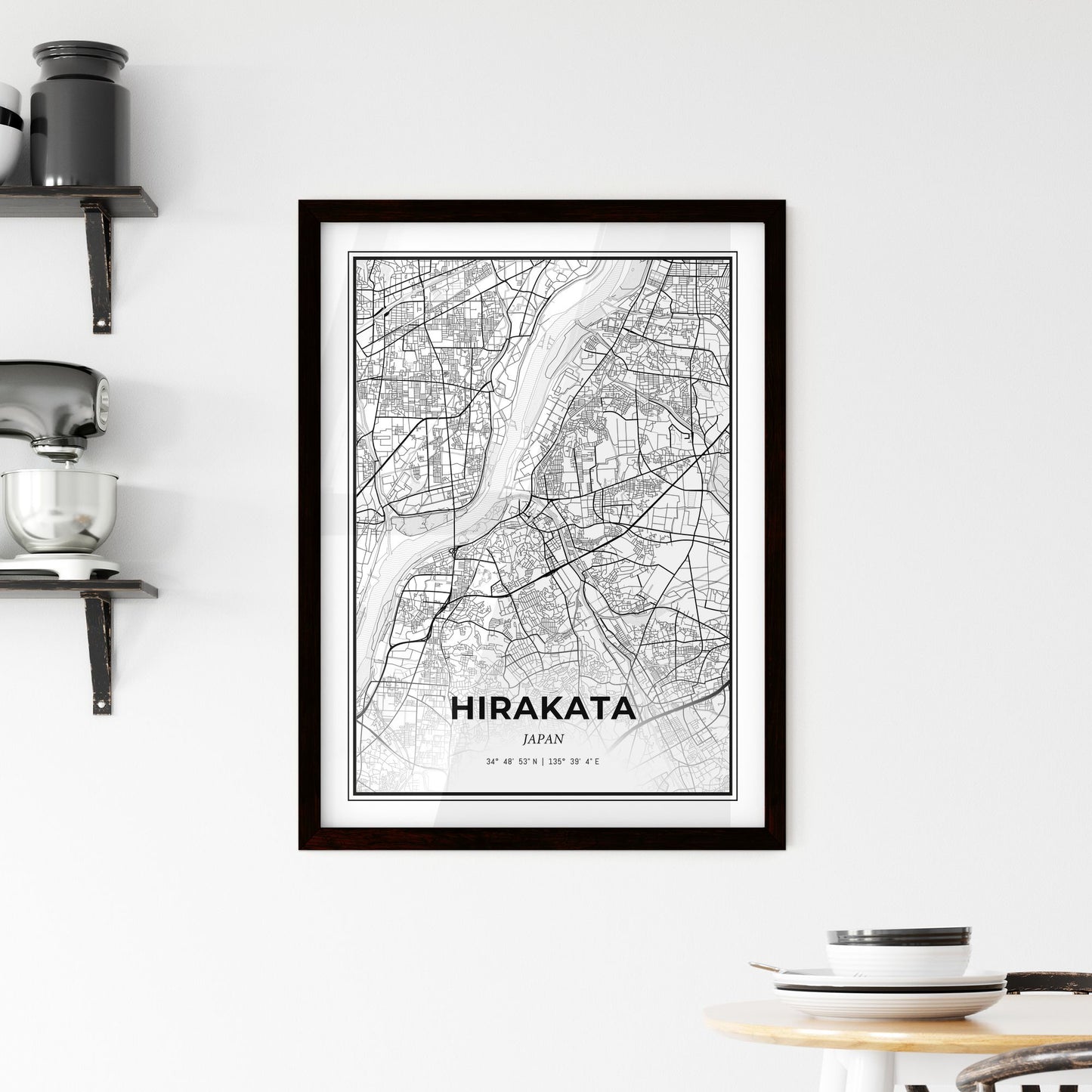 Hirakata Japan - Minimal City Map