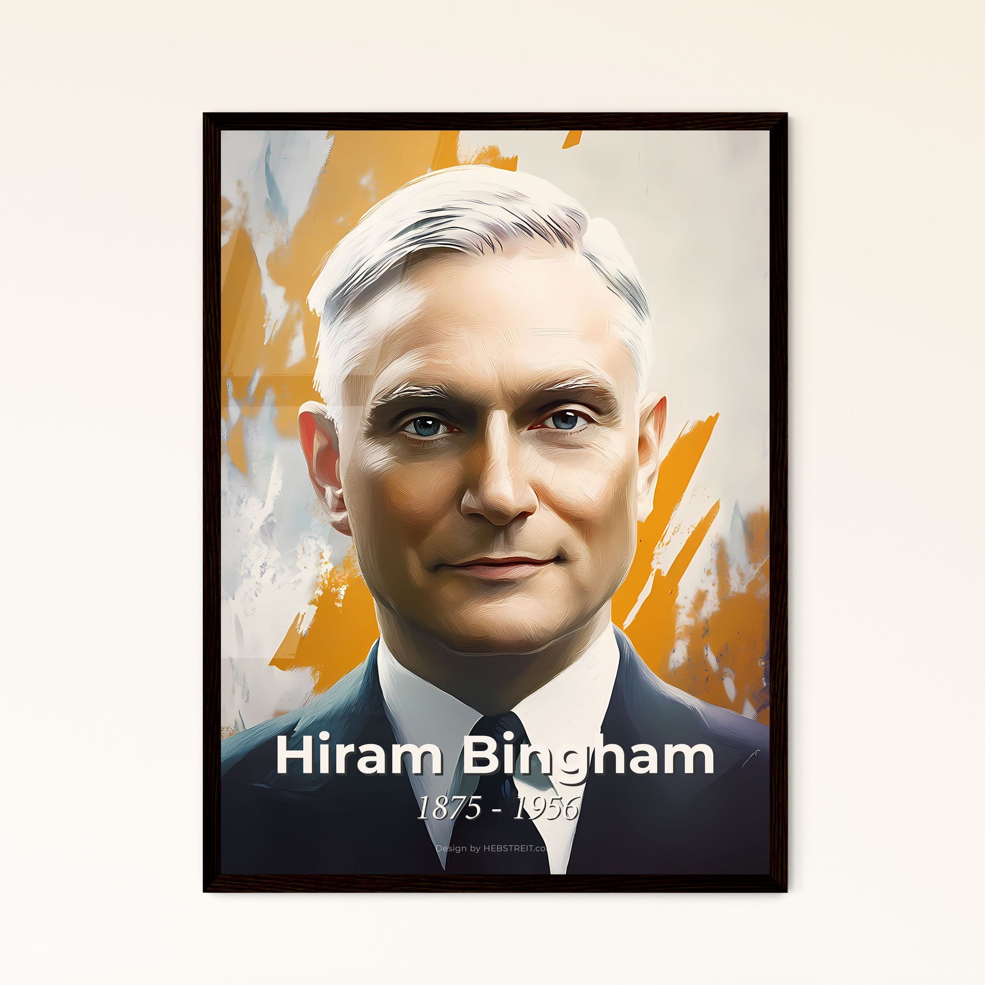 Portrait of Hiram Bingham, 1875 - 1956. Impressionistic painting of a man in a suit and tie.