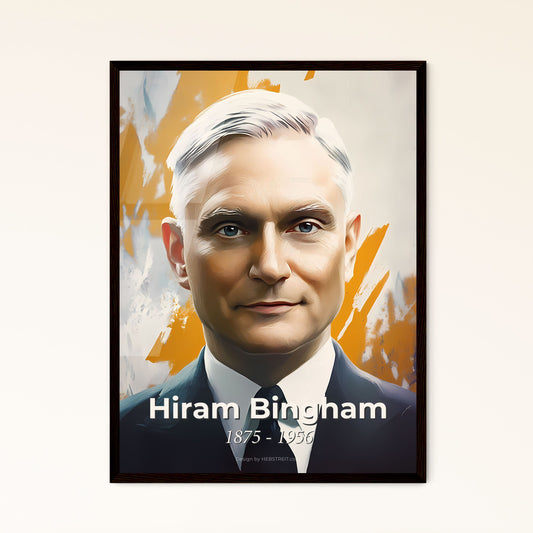 Portrait of Hiram Bingham, 1875 - 1956. Impressionistic painting of a man in a suit and tie.