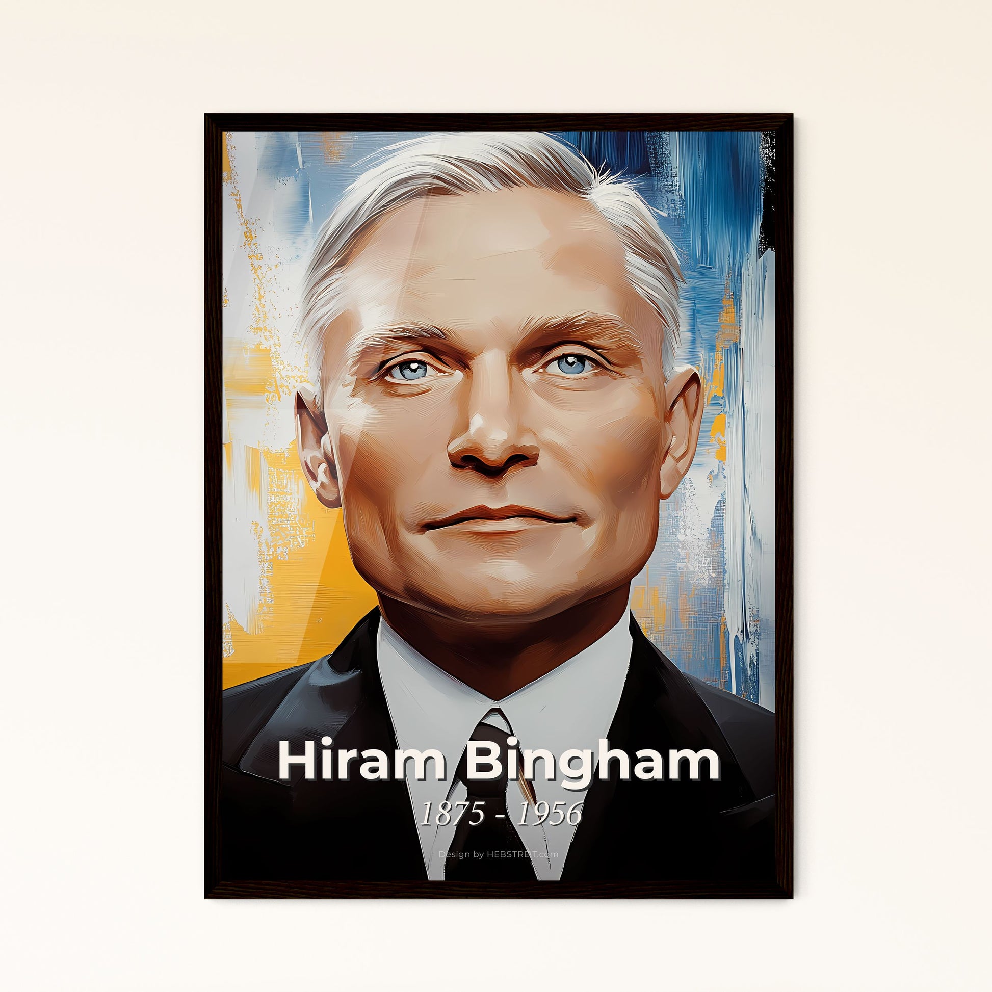 Portrait of Hiram Bingham, 1875 - 1956. Impressionistic painting of a man in a suit and tie.