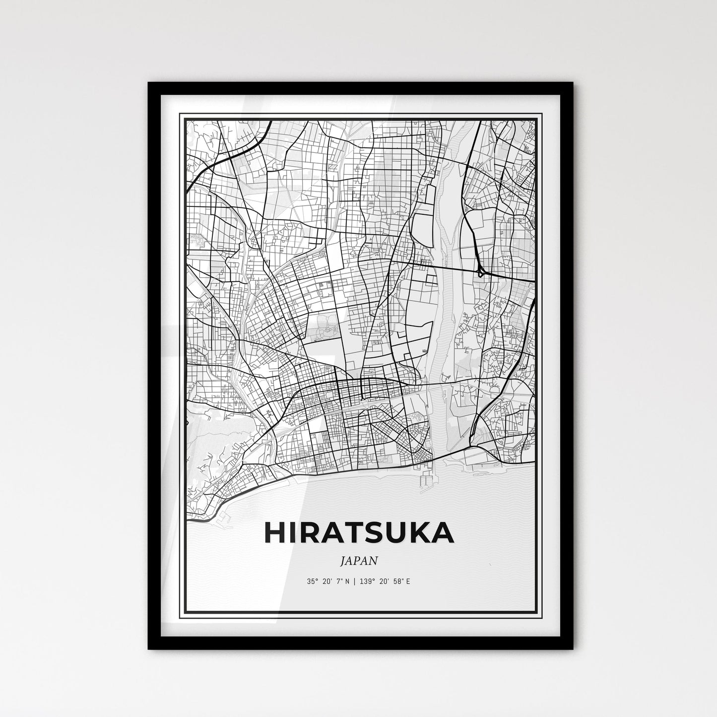 Hiratsuka Japan - Scandinavian Style City Map for Modern Home Decor