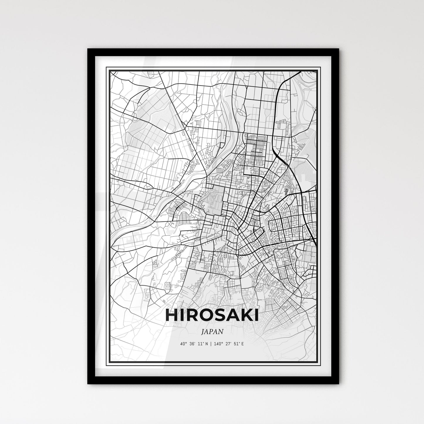 Hirosaki Japan - Scandinavian Style City Map for Modern Home Decor