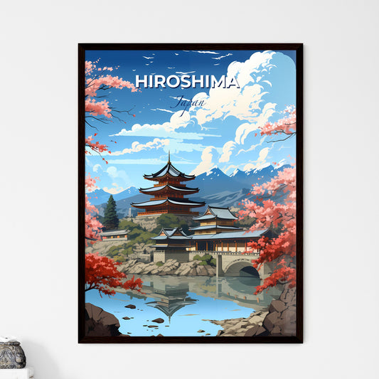 Hiroshima Skyline Painting: Pagoda Building, Flowery Bridge, Japanese Artwork Default Title