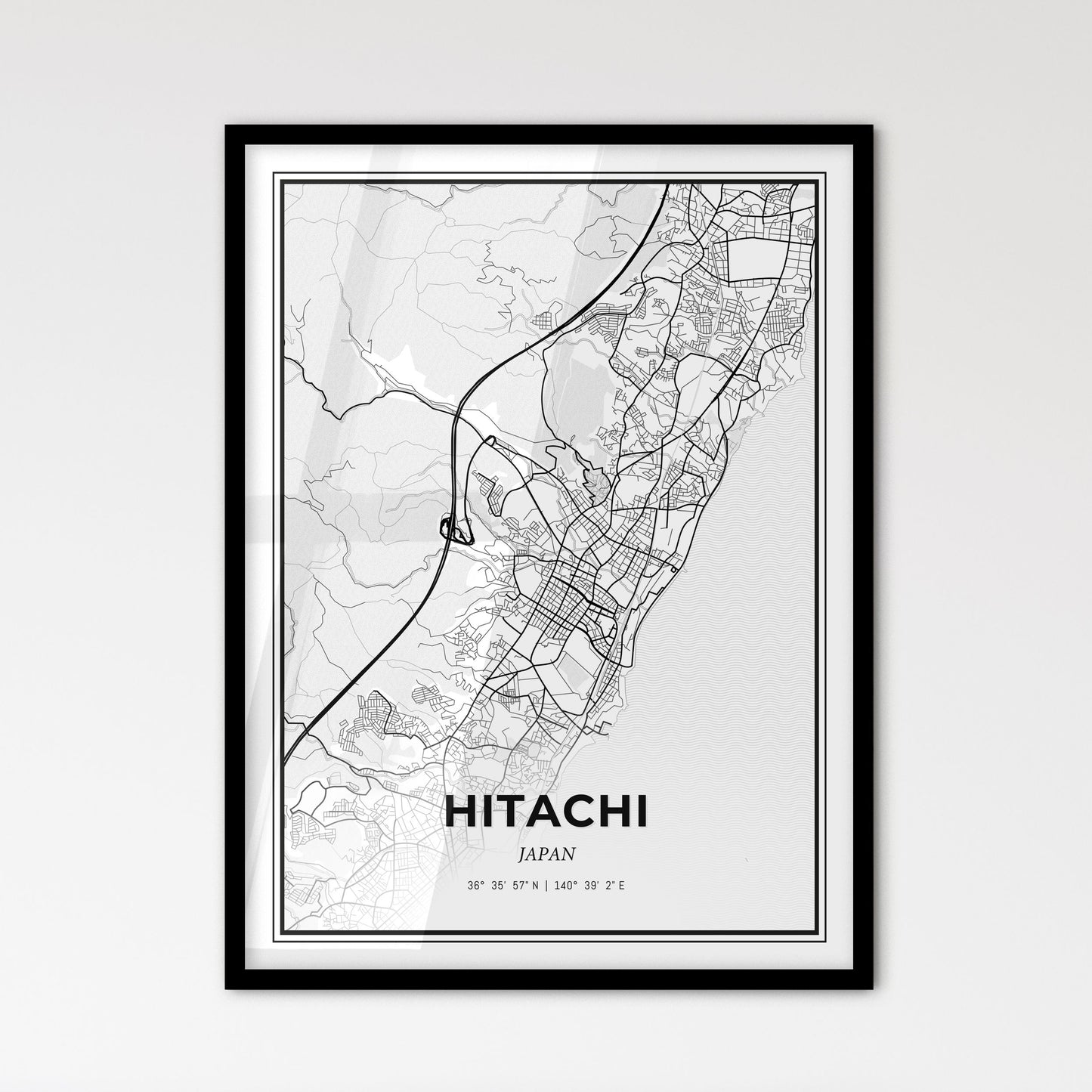 Hitachi Japan - Scandinavian Style City Map for Modern Home Decor