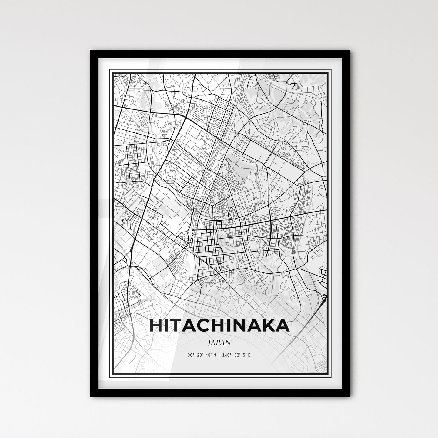 Hitachinaka Japan - Scandinavian Style City Map for Modern Home Decor