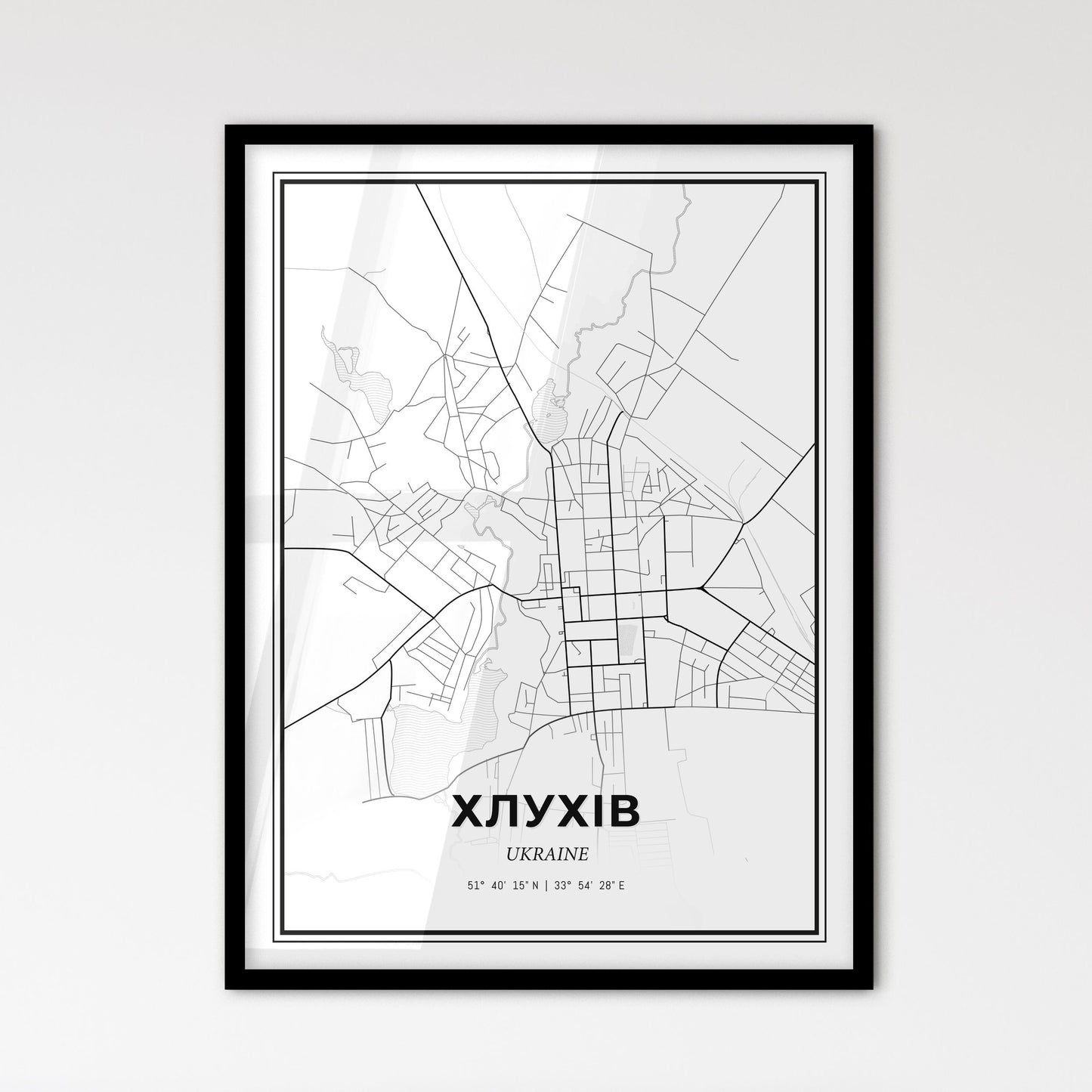 Hlukhiv Ukraine - Scandinavian Style City Map for Modern Home Decor