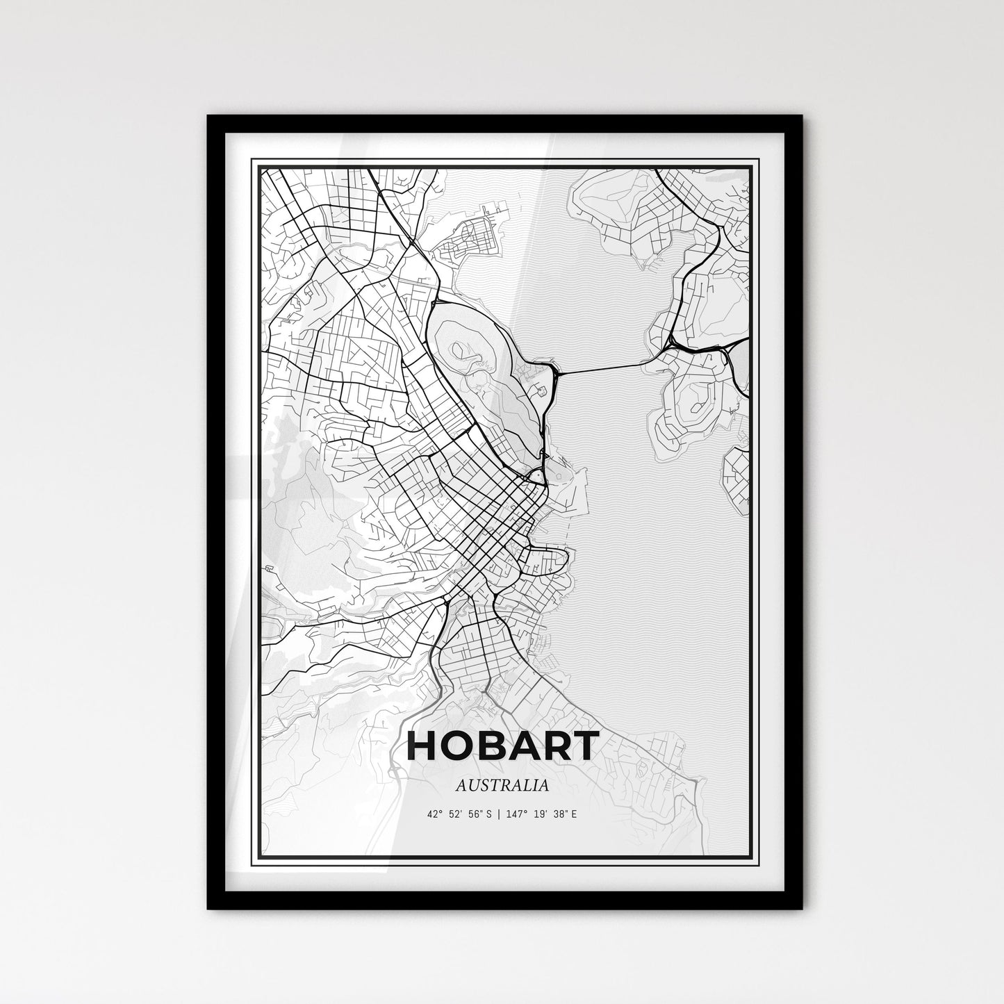 Hobart Australia - Scandinavian Style City Map for Modern Home Decor