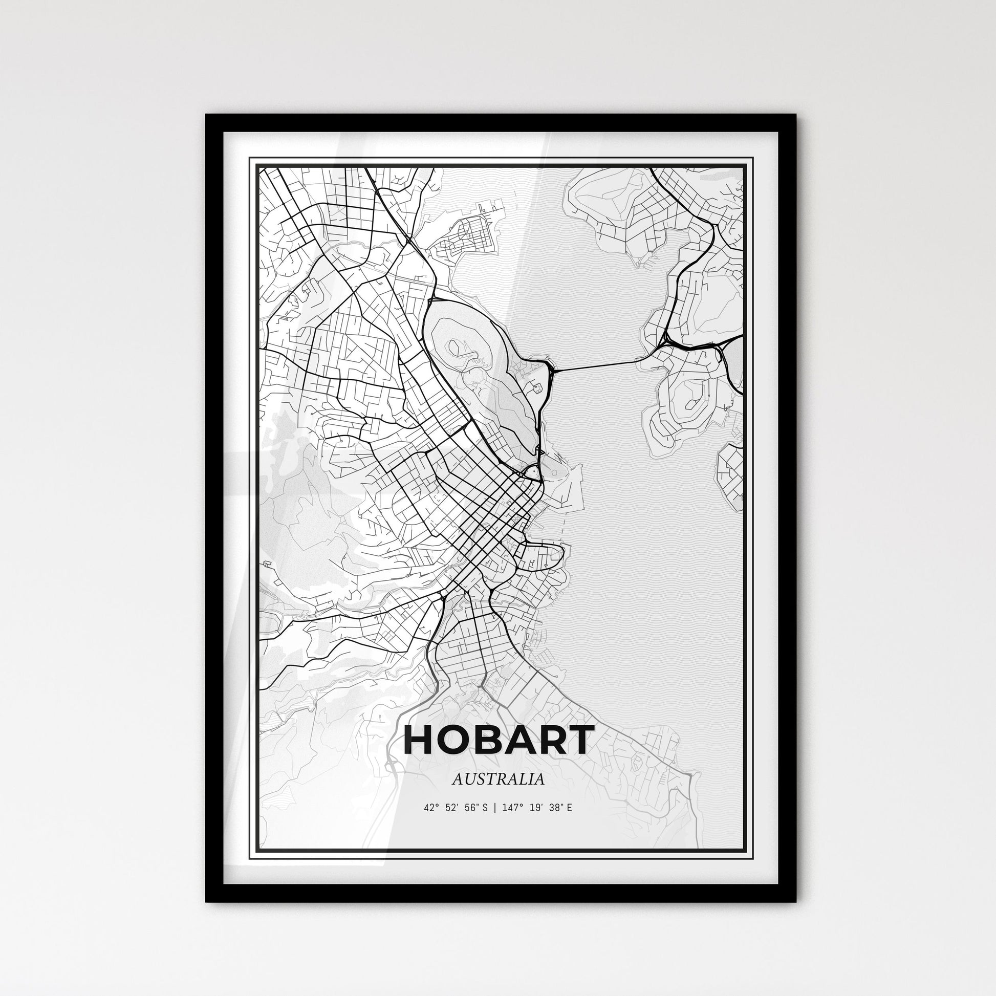 Hobart Australia - Scandinavian Style City Map for Modern Home Decor