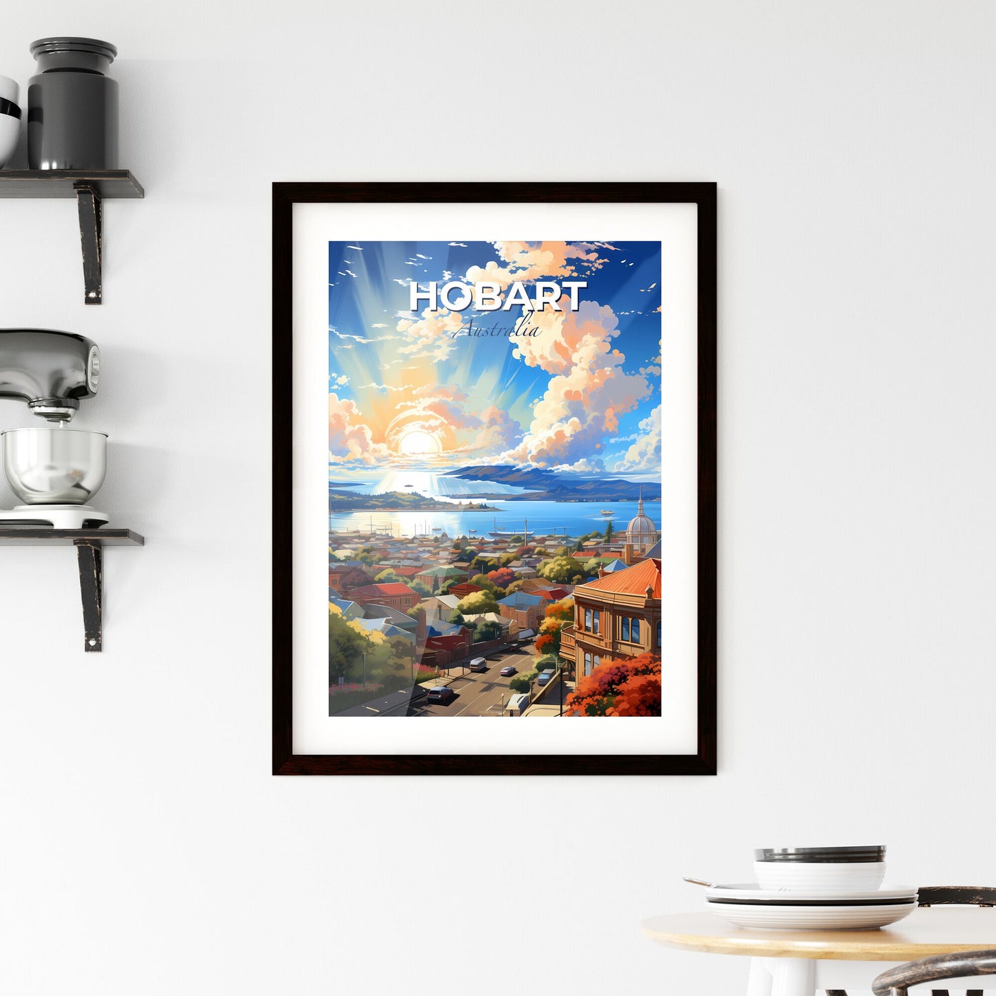 Vibrant Hobart Australia Skyline Sky Painting Art Water Sunset Default Title