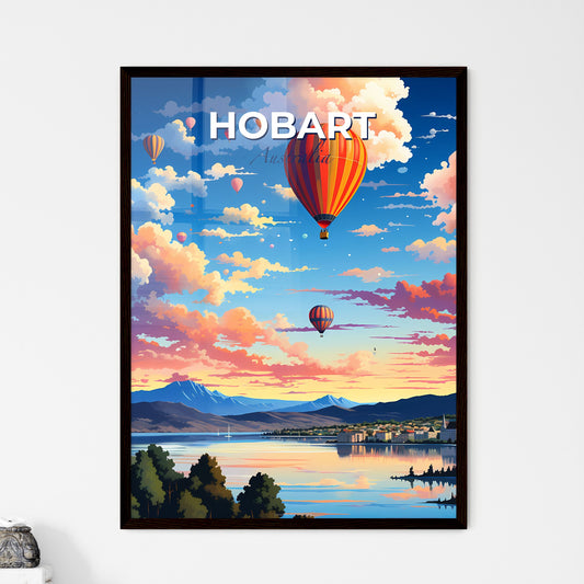 Hobart Skyline Art Depiction: Colorful Hot Air Balloons Soaring Over the City Default Title