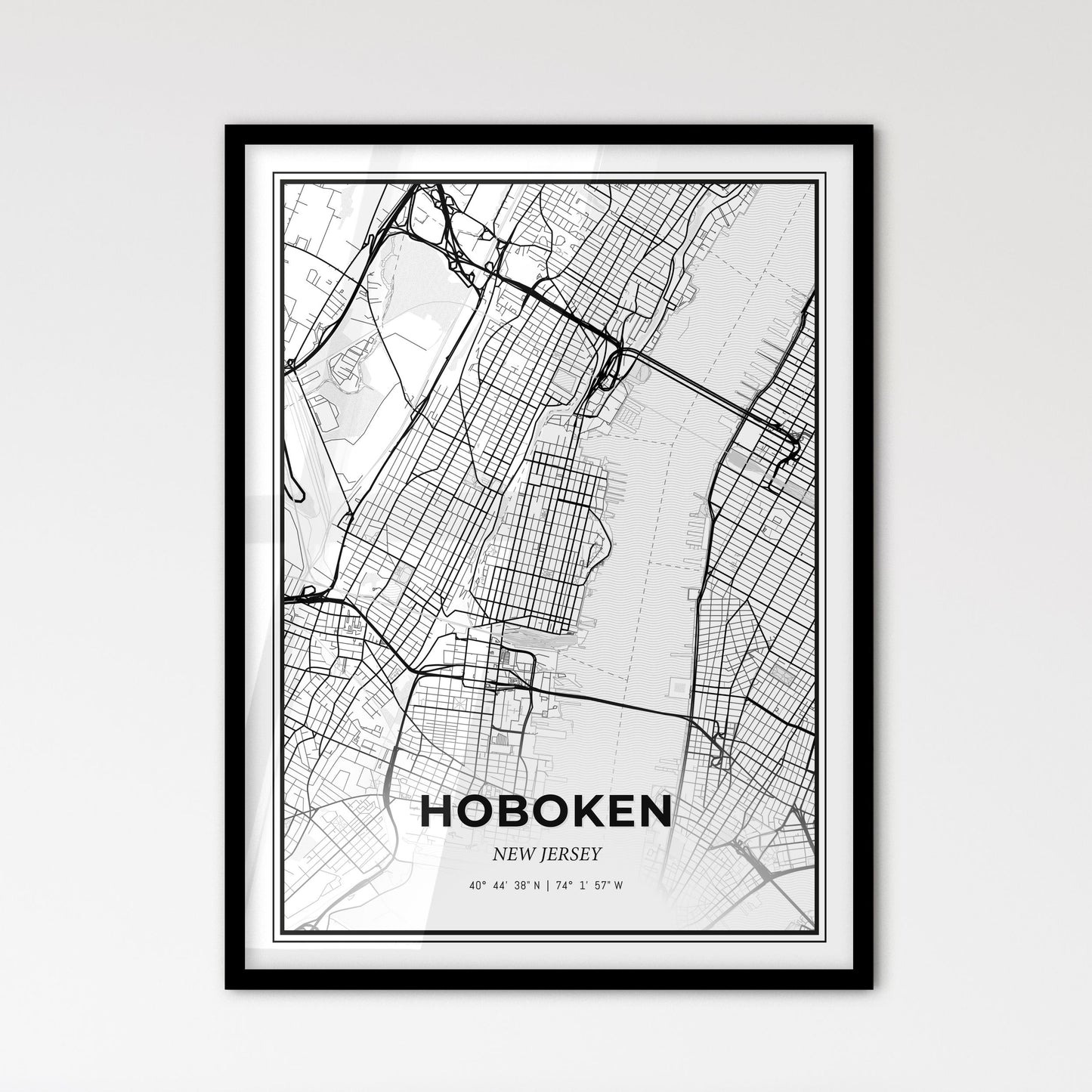 Hoboken New Jersey - Scandinavian Style City Map for Modern Home Decor