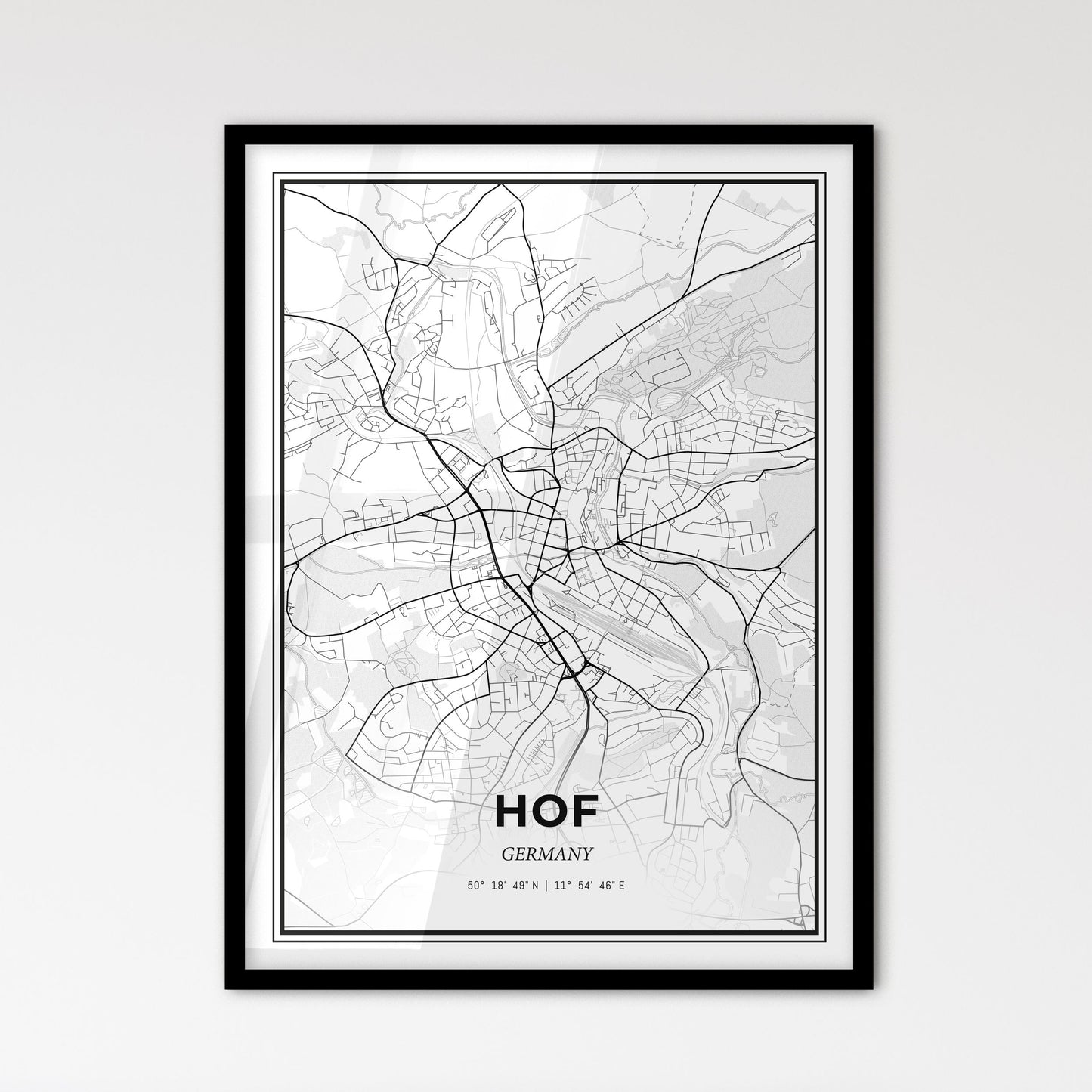 Hof Germany - Scandinavian Style City Map for Modern Home Decor