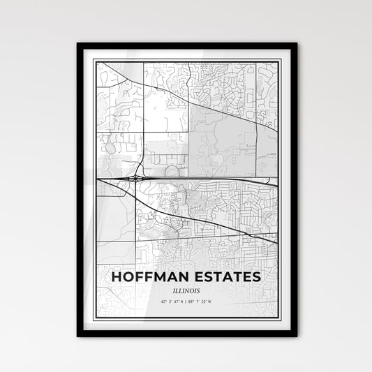 Hoffman Estates Illinois - Scandinavian Style City Map for Modern Home Decor