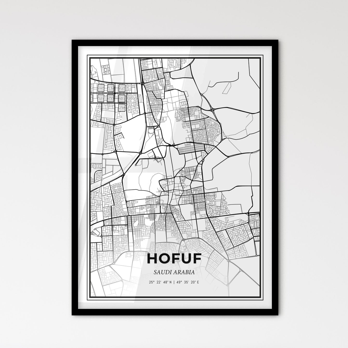 Hofuf Saudi Arabia - Scandinavian Style City Map for Modern Home Decor