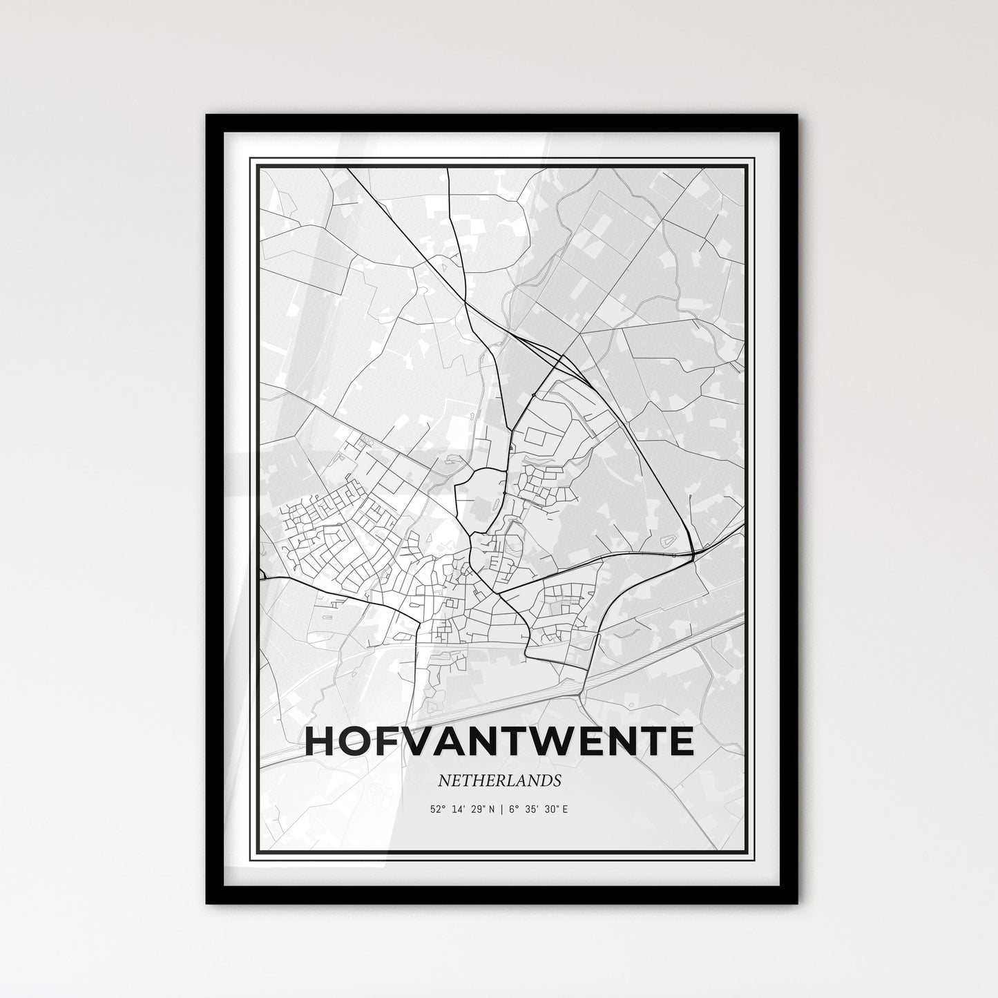  Hof van Twente Netherlands - Scandinavian Style City Map for Modern Home Decor