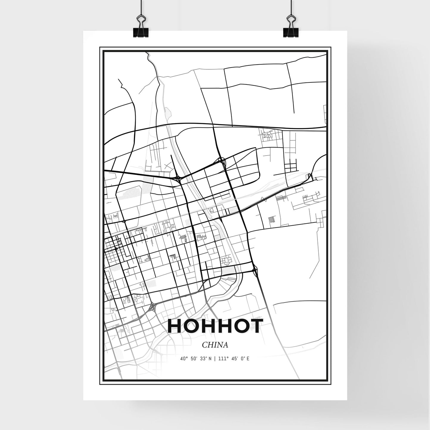 Hohhot China - Premium City Map Poster