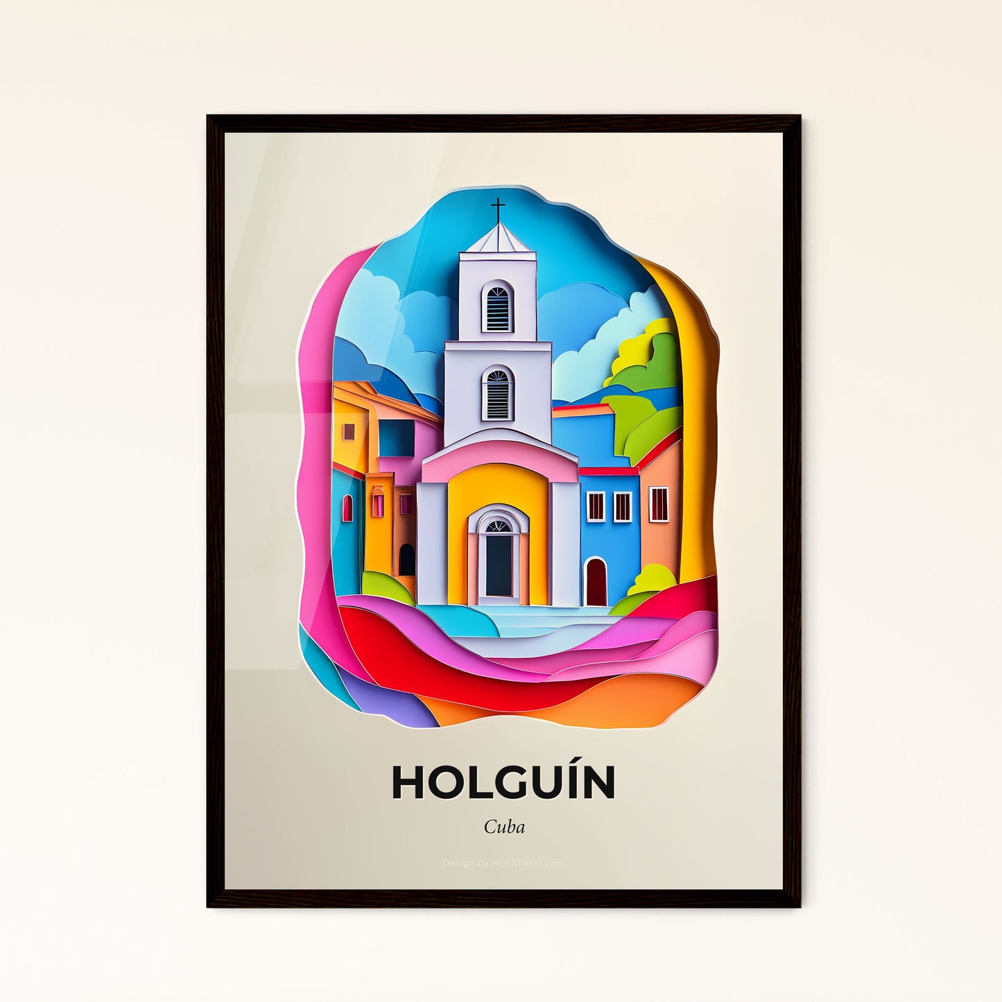 Vivid Holguín, Cuba - a church with a steeple and a steeple on the top