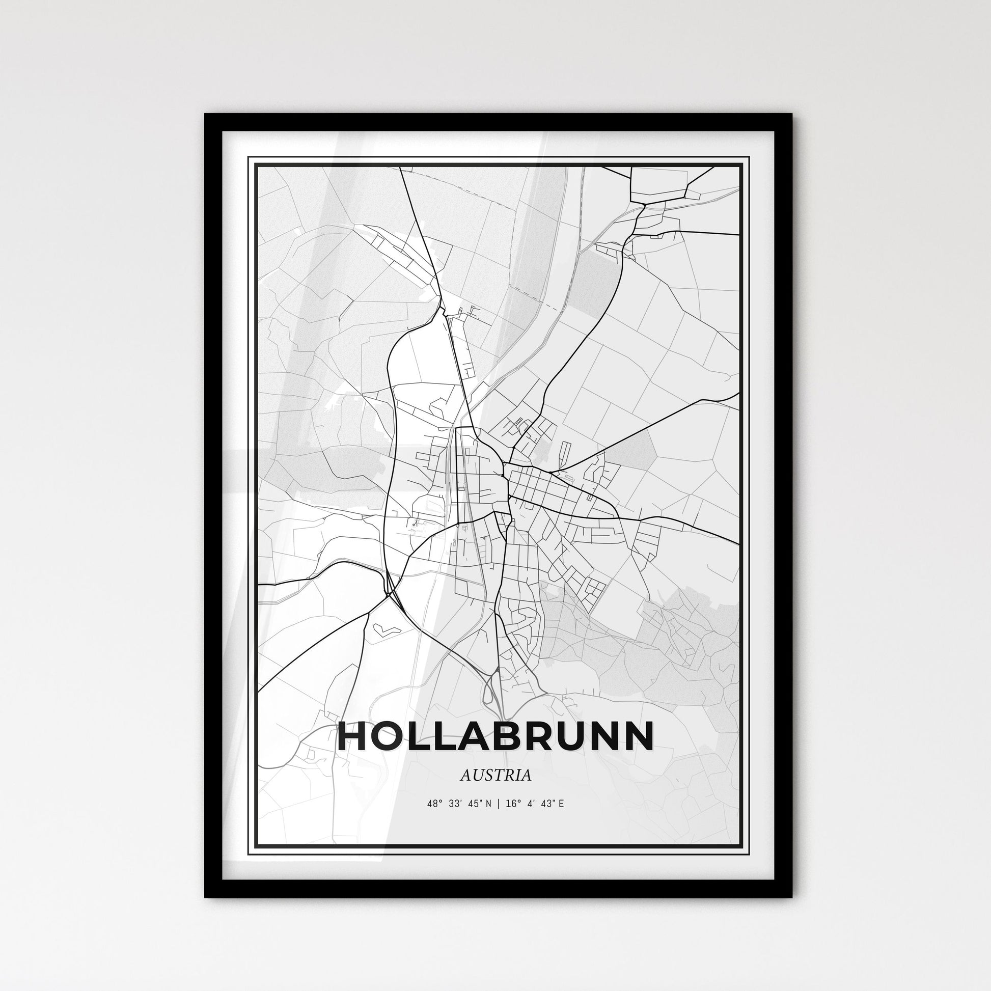 Hollabrunn Austria - Scandinavian Style City Map for Modern Home Decor