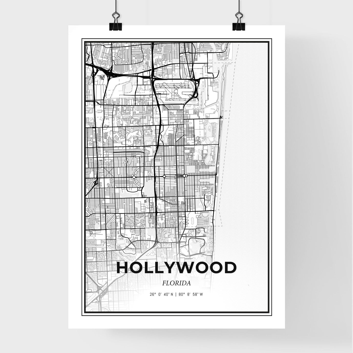 Hollywood Florida - Premium City Map Poster