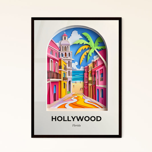 Vivid Hollywood, Florida - a colorful city street with a palm tree