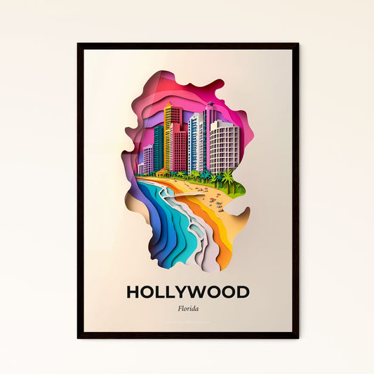 Vivid Hollywood, Florida - a colorful city with a beach and a rainbow colored wave