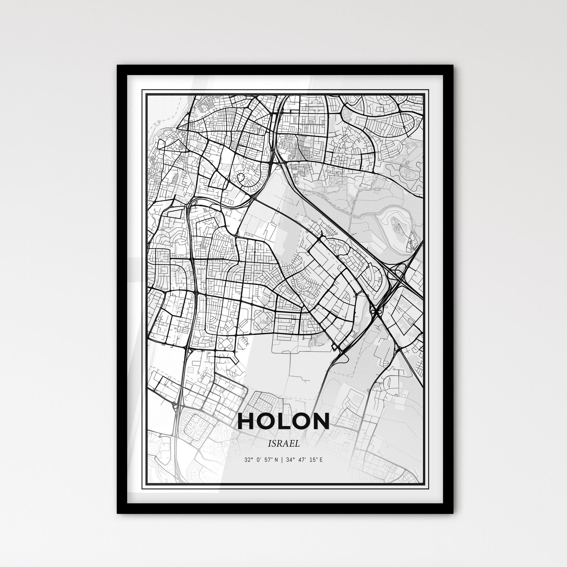 Holon Israel - Scandinavian Style City Map for Modern Home Decor