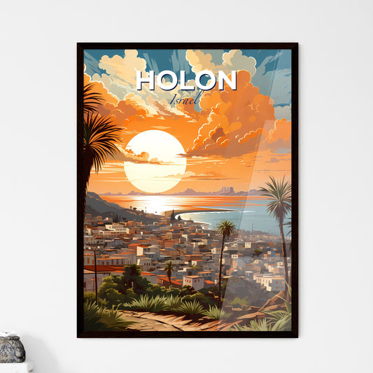 Vibrant Sunset Cityscape Painting: Holon Skyline Art Default Title