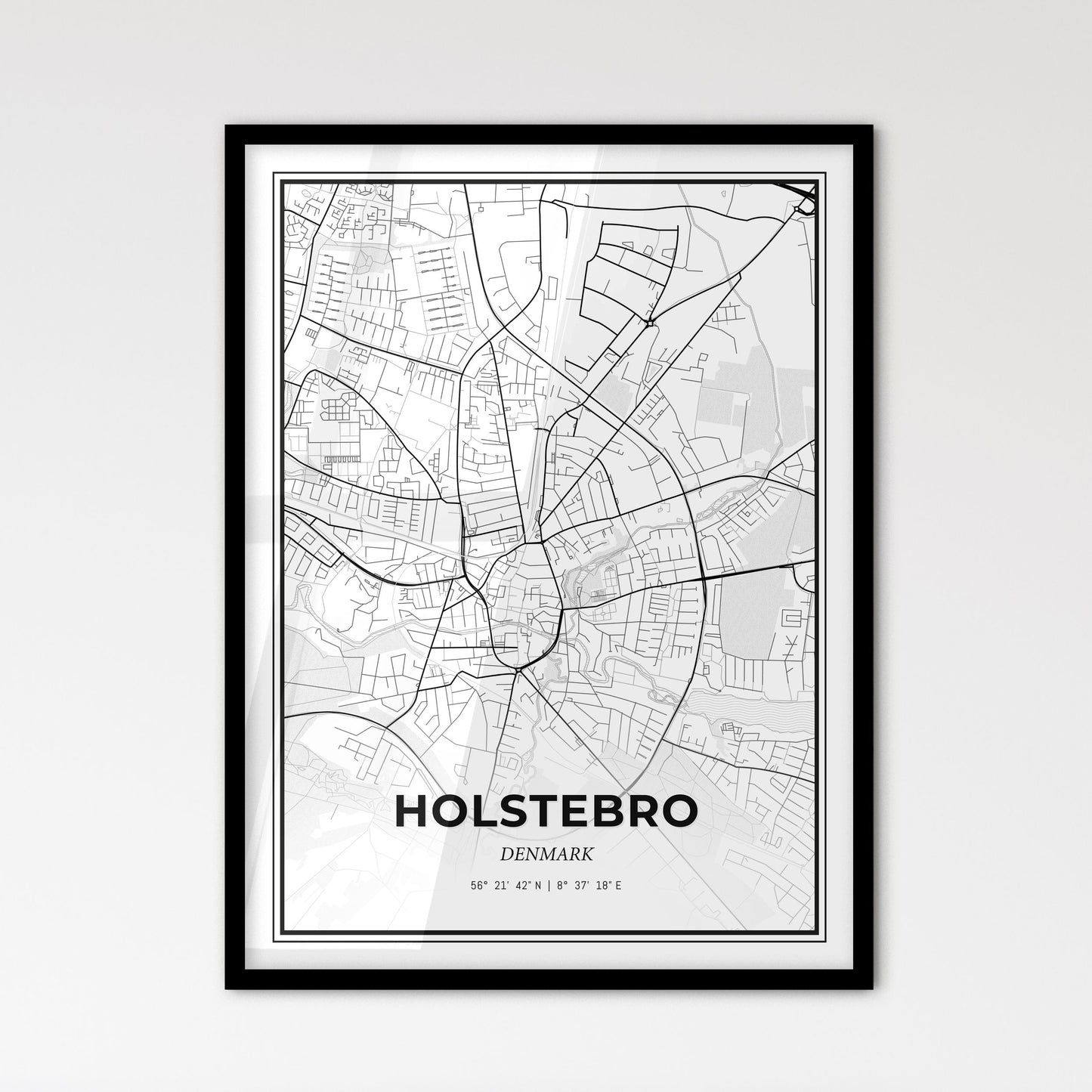 Holstebro Denmark - Scandinavian Style City Map for Modern Home Decor