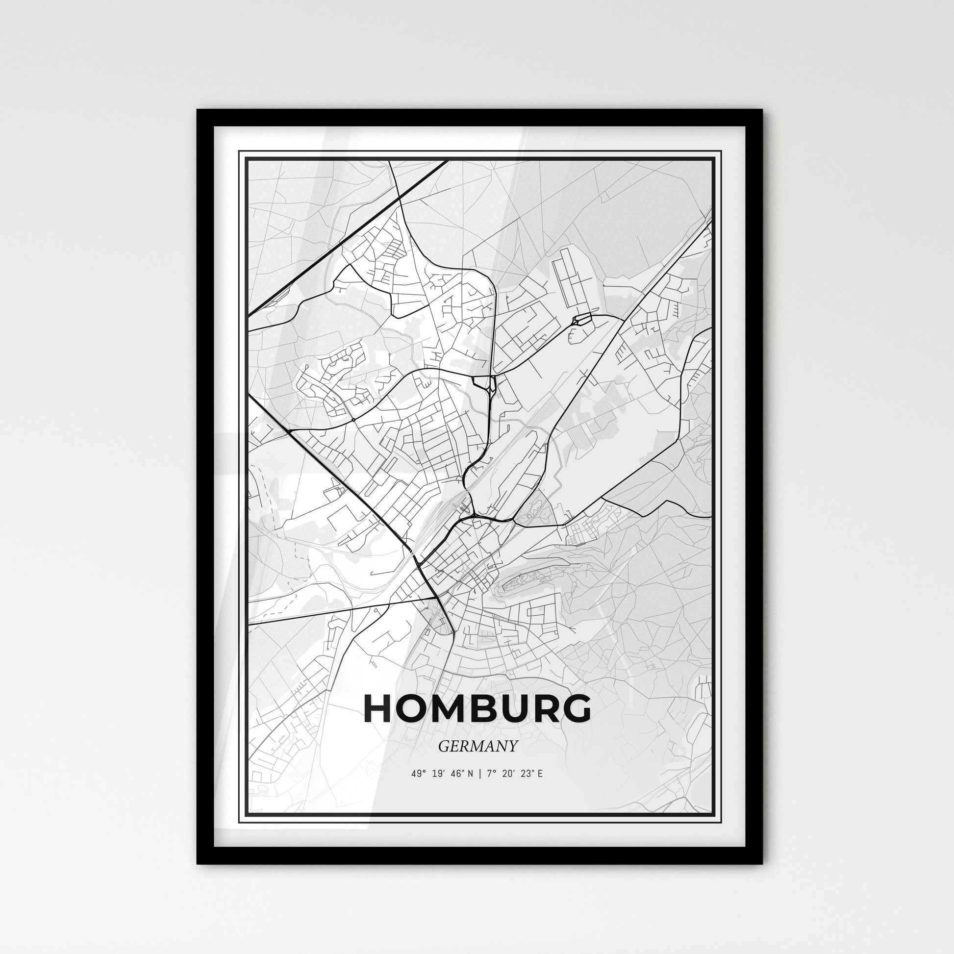 Homburg Germany - Scandinavian Style City Map for Modern Home Decor