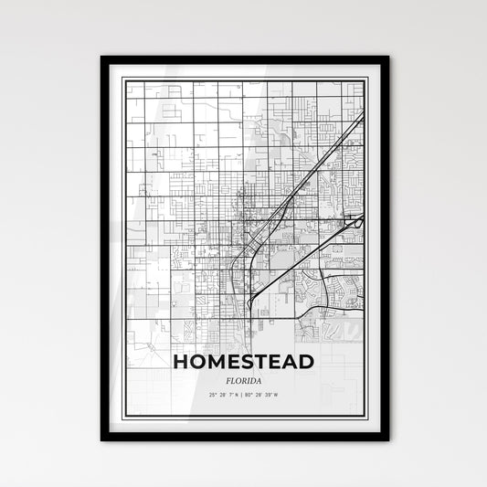 Homestead Florida - Scandinavian Style City Map for Modern Home Decor