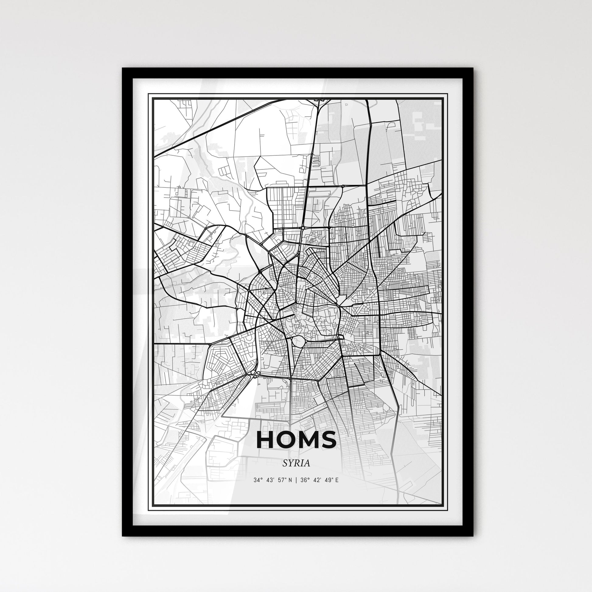 Homs Syria - Scandinavian Style City Map for Modern Home Decor