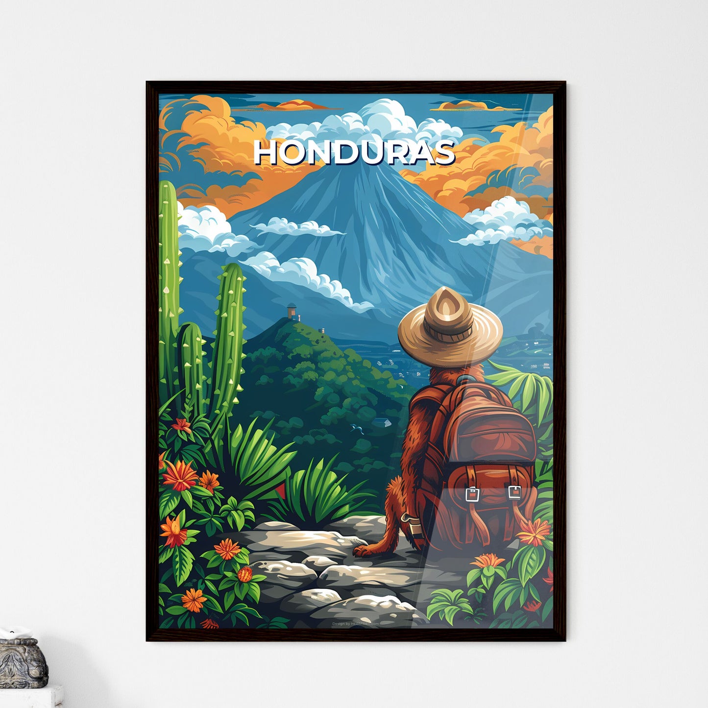 Cartoon Monkey Wearing Hat Ba Wall Art