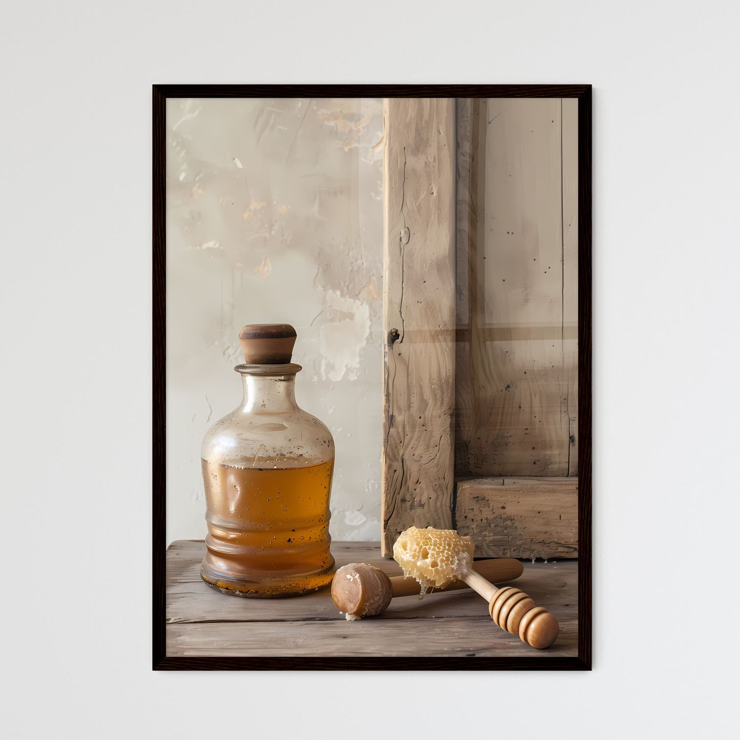 Honey dipper, honey bottle, water colour, painting, ancient art, vibrant, faded, table, natural essentials, charcoal Default Title