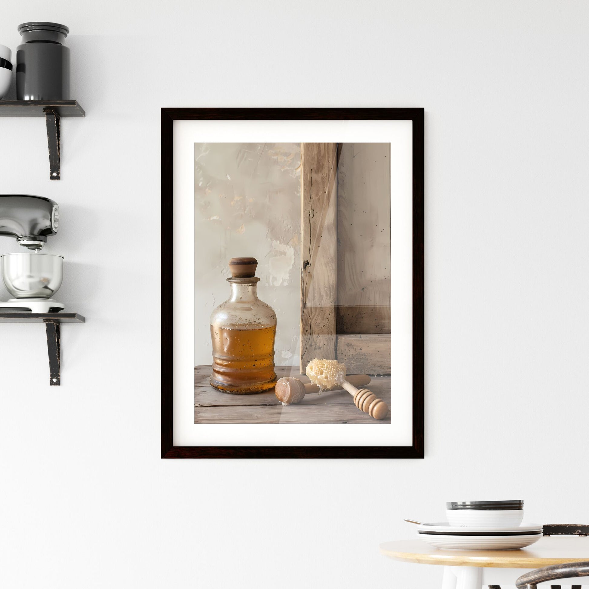 Honey dipper, honey bottle, water colour, painting, ancient art, vibrant, faded, table, natural essentials, charcoal Default Title
