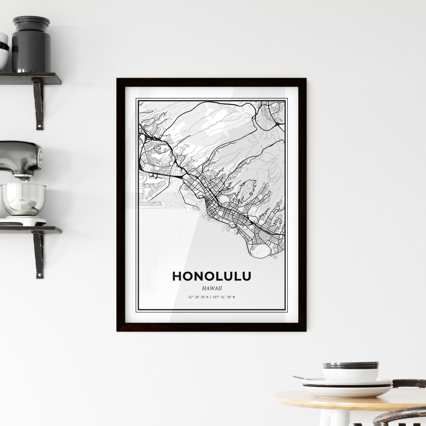 Honolulu Hawaii - Minimal City Map